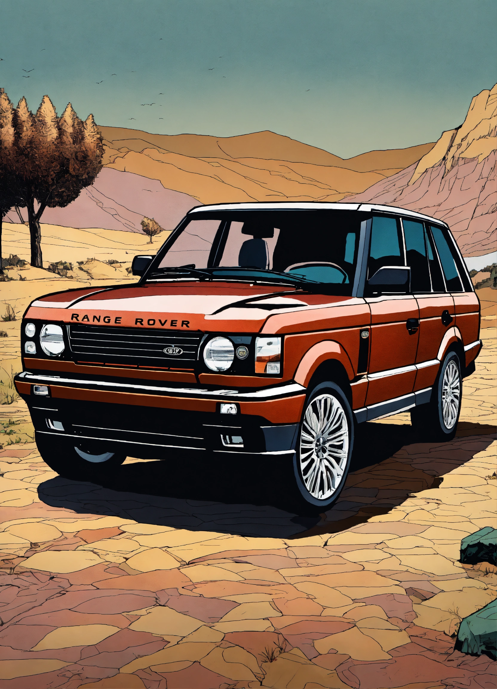 Lexica - Detailed pen and ink illustration of Range Rover Sport 2022 ...
