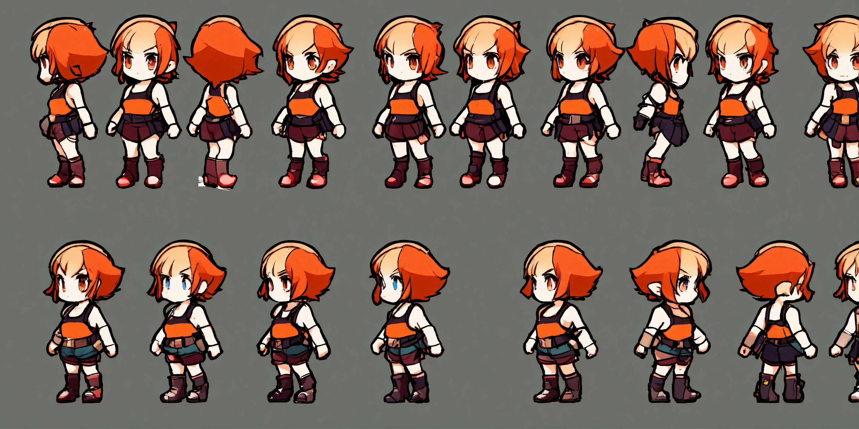 Lexica Game Assets Multiple Poses Sprite Sheet Girl Short Hair