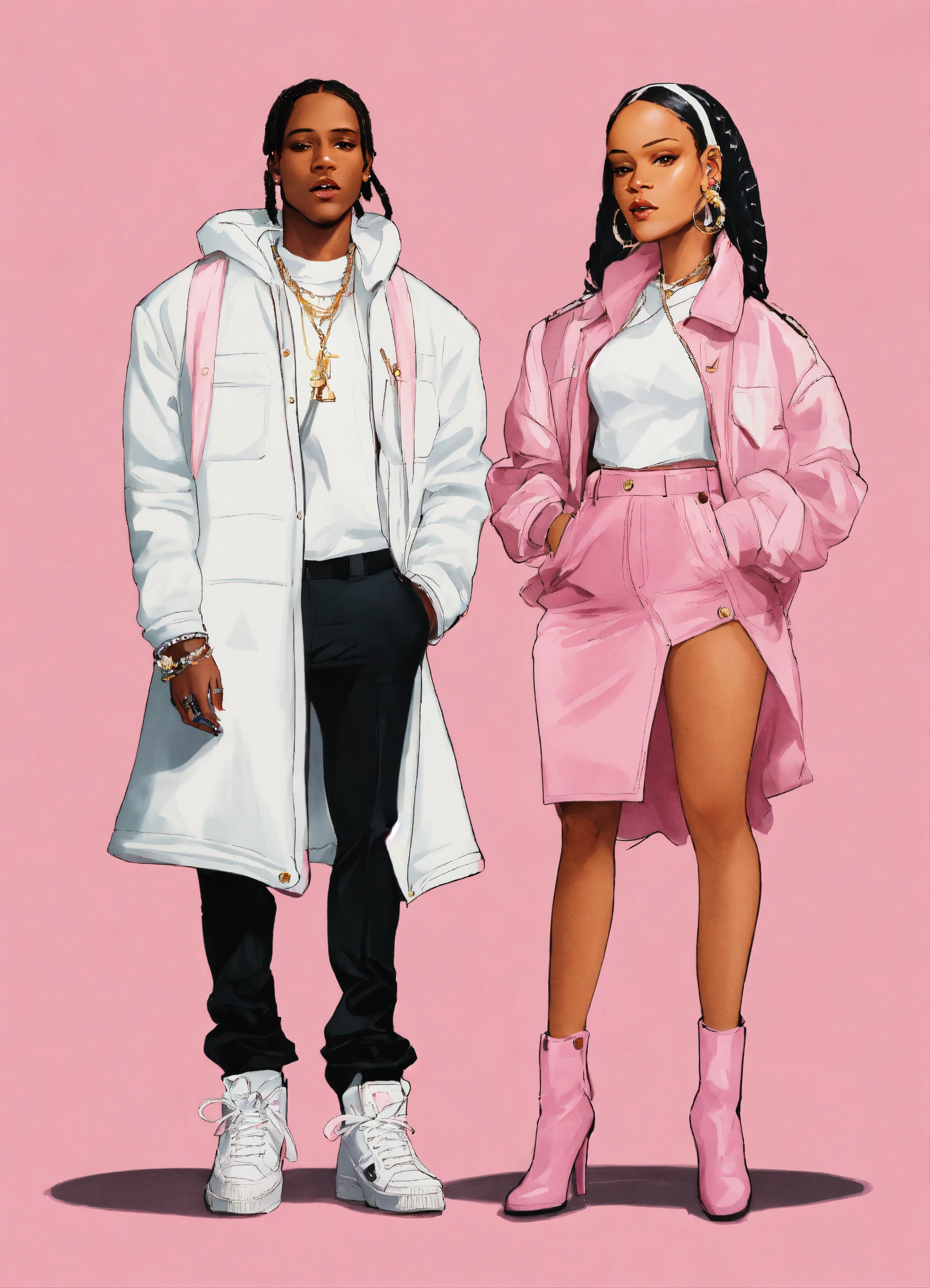 Lexica - FULL BODY OF ASAP ROCKY CARICATURE & RIHANNA CARICATURE ...