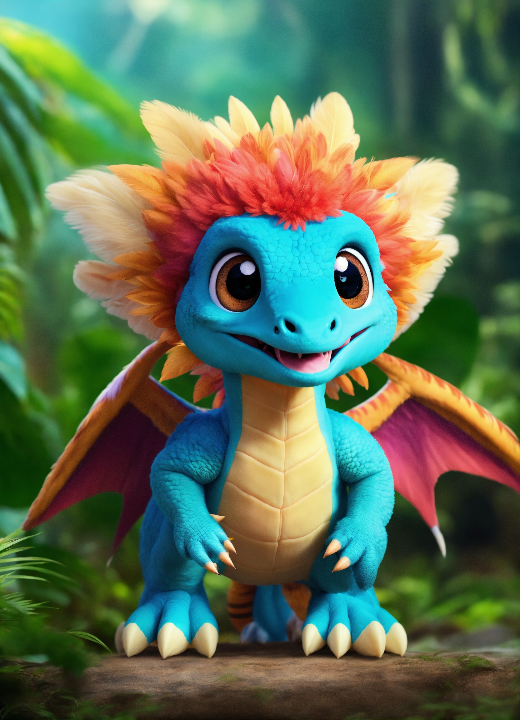 Lexica - An adorable and fluffy baby fantasy dinosaur with big color ...