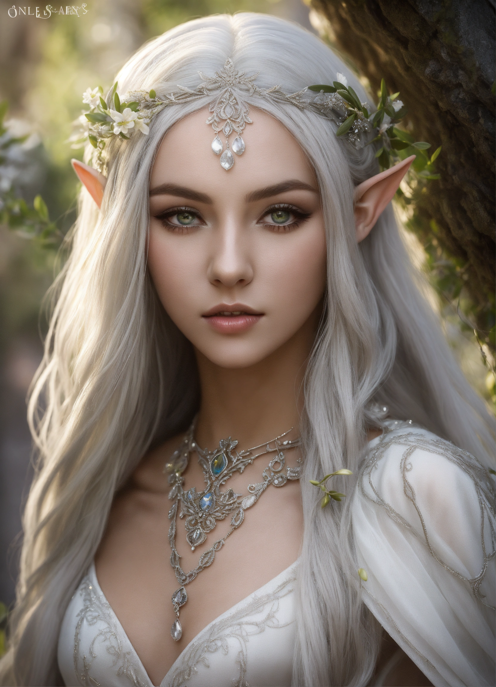 Lexica - Ethereally beautiful, elven woman, long white hair, silver ...