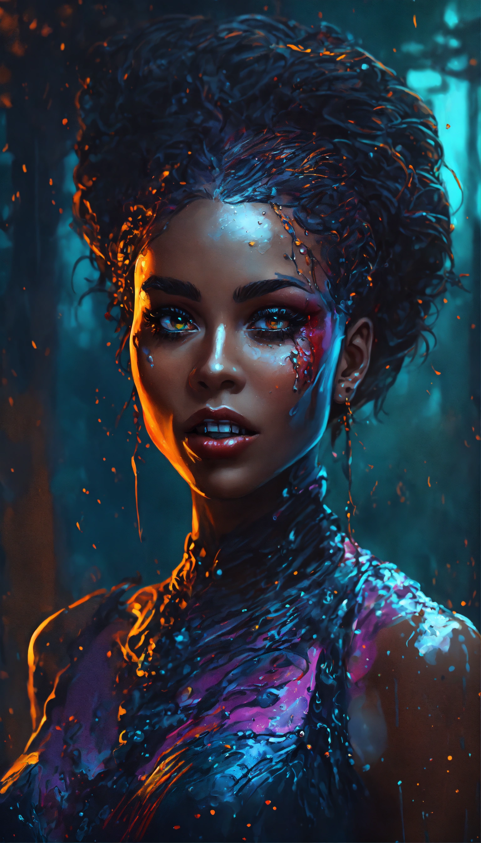 Lexica - Splash art, a quirky liquid portrait of a hauntingly beautiful ...