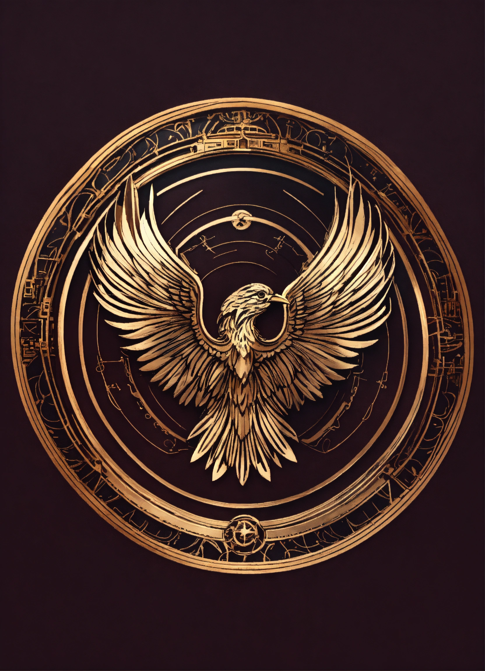 Lexica - Abstract line art wing logo, in a round, stamped design. like ...