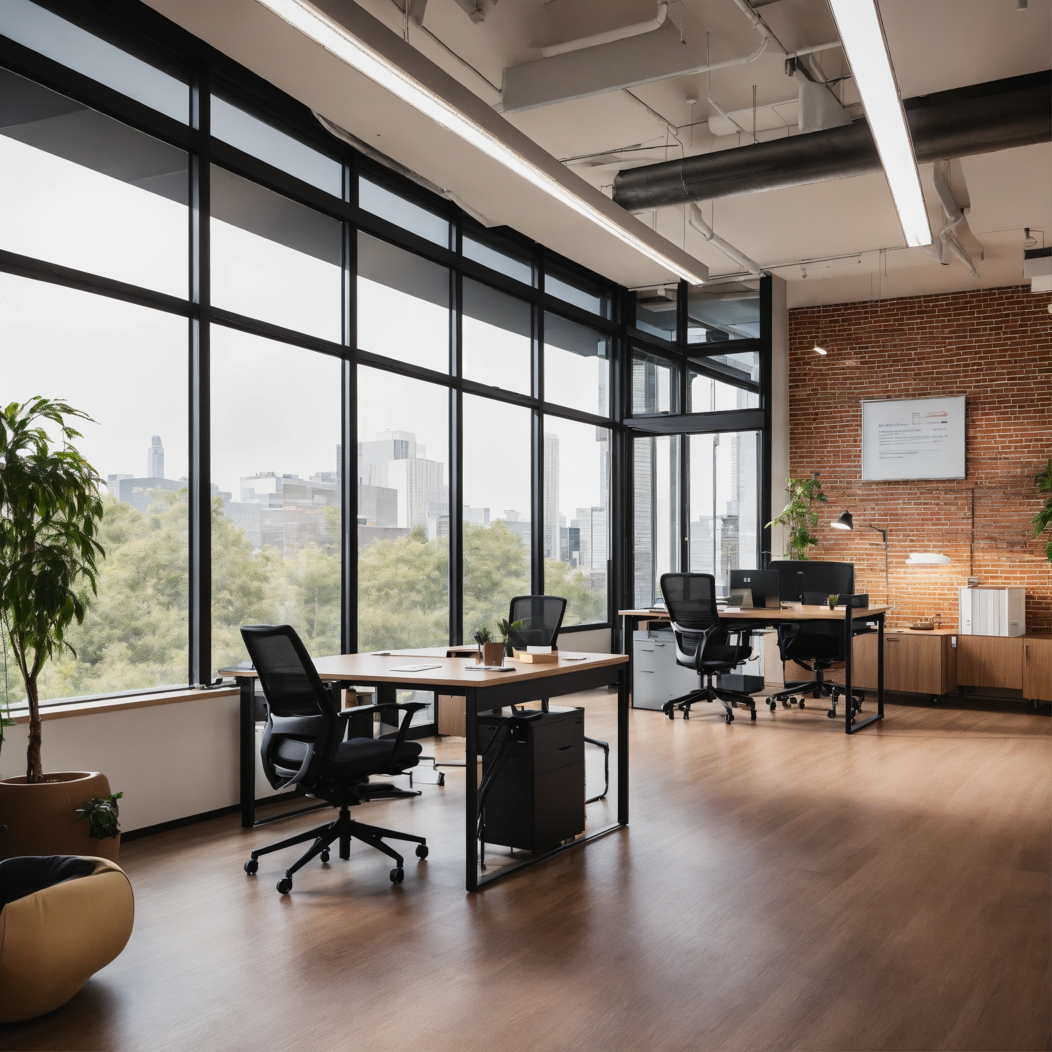 Lexica - A photo of a modern office. The office is well-lit and has a ...