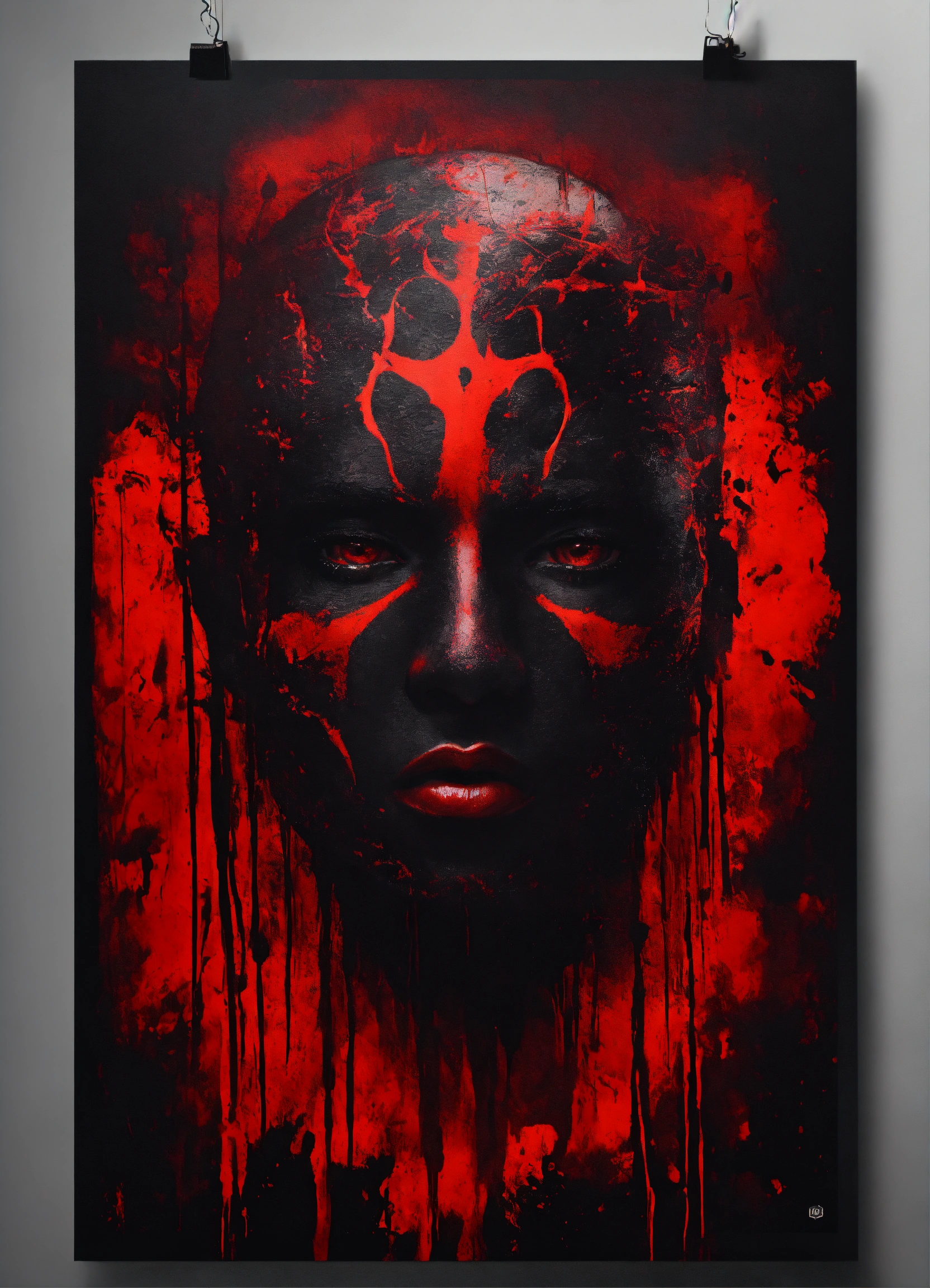Lexica - Create a red and black poster with the fear, painted with a ...