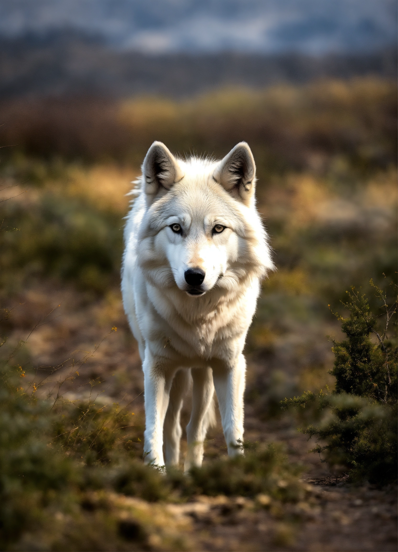 Lexica - A white wolf with a black spot on its chest, spreading out in ...