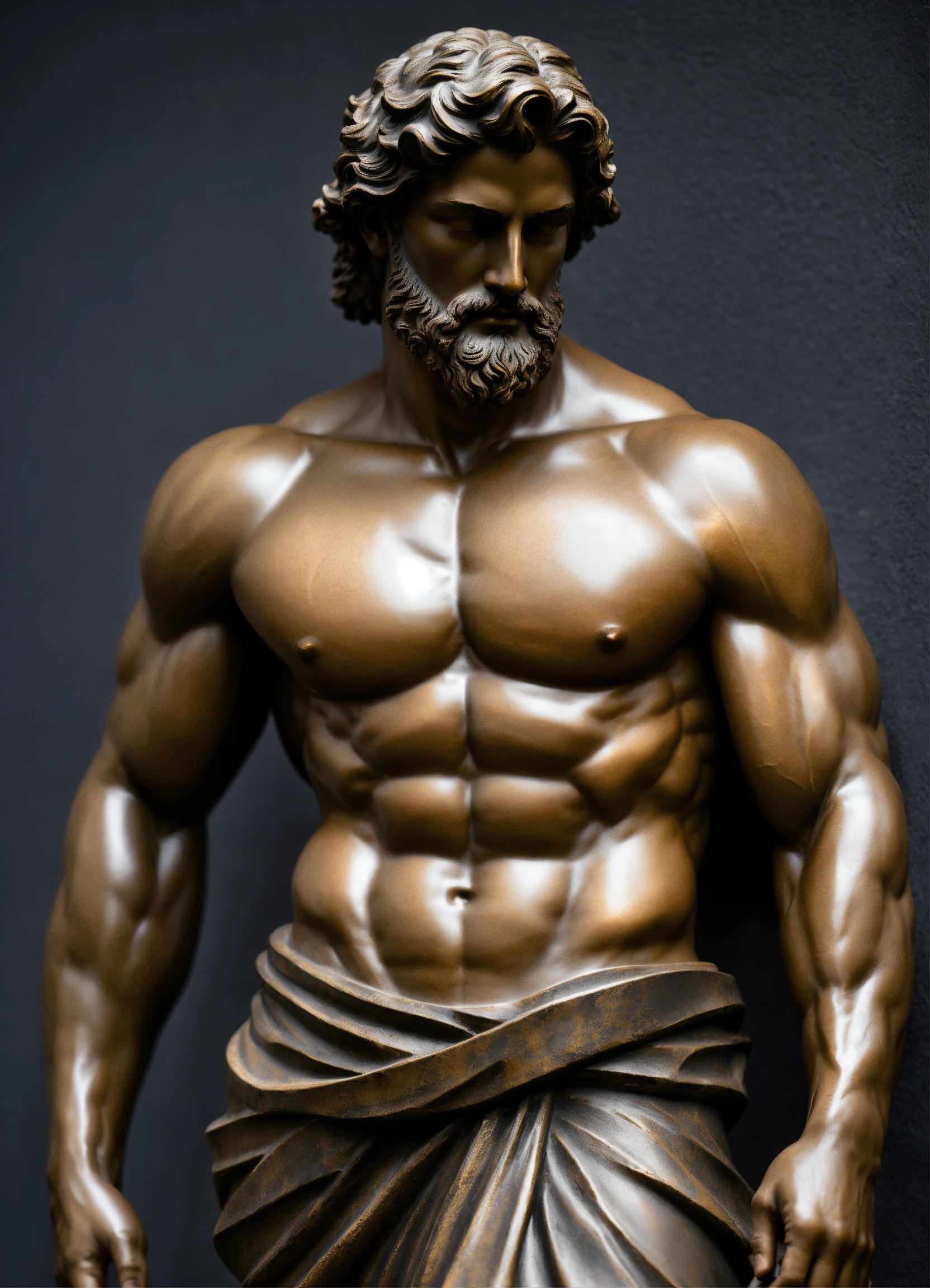 Lexica Simple muscular greek god statue with middelparting hair with