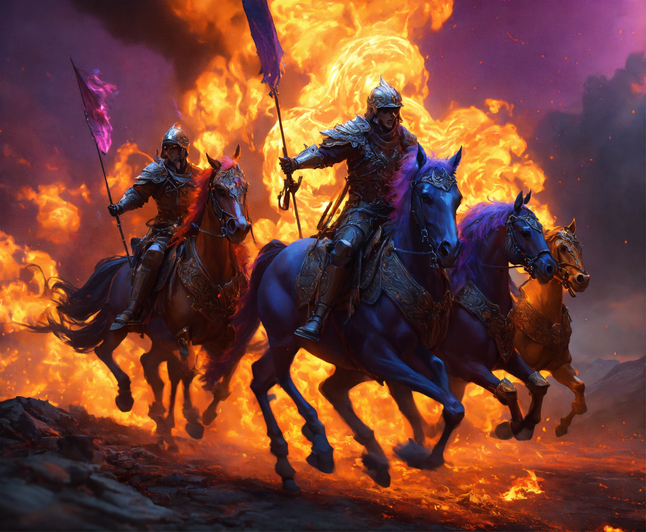 Lexica - Four horsemen of the apocalypse riding skeleton horses, 4k ...