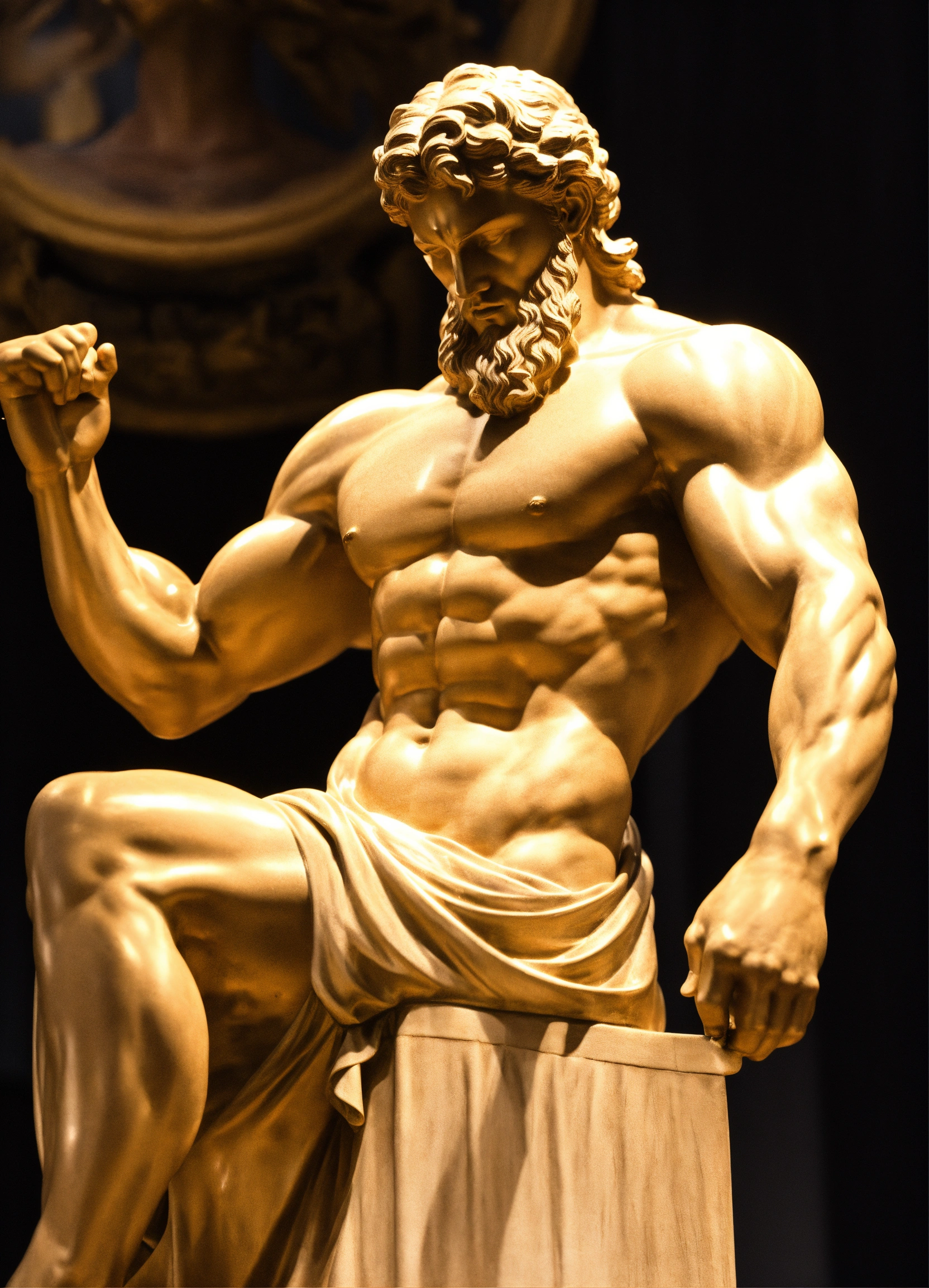 Lexica - A Statue from a muscular Greek god Statue with a wavey middel ...