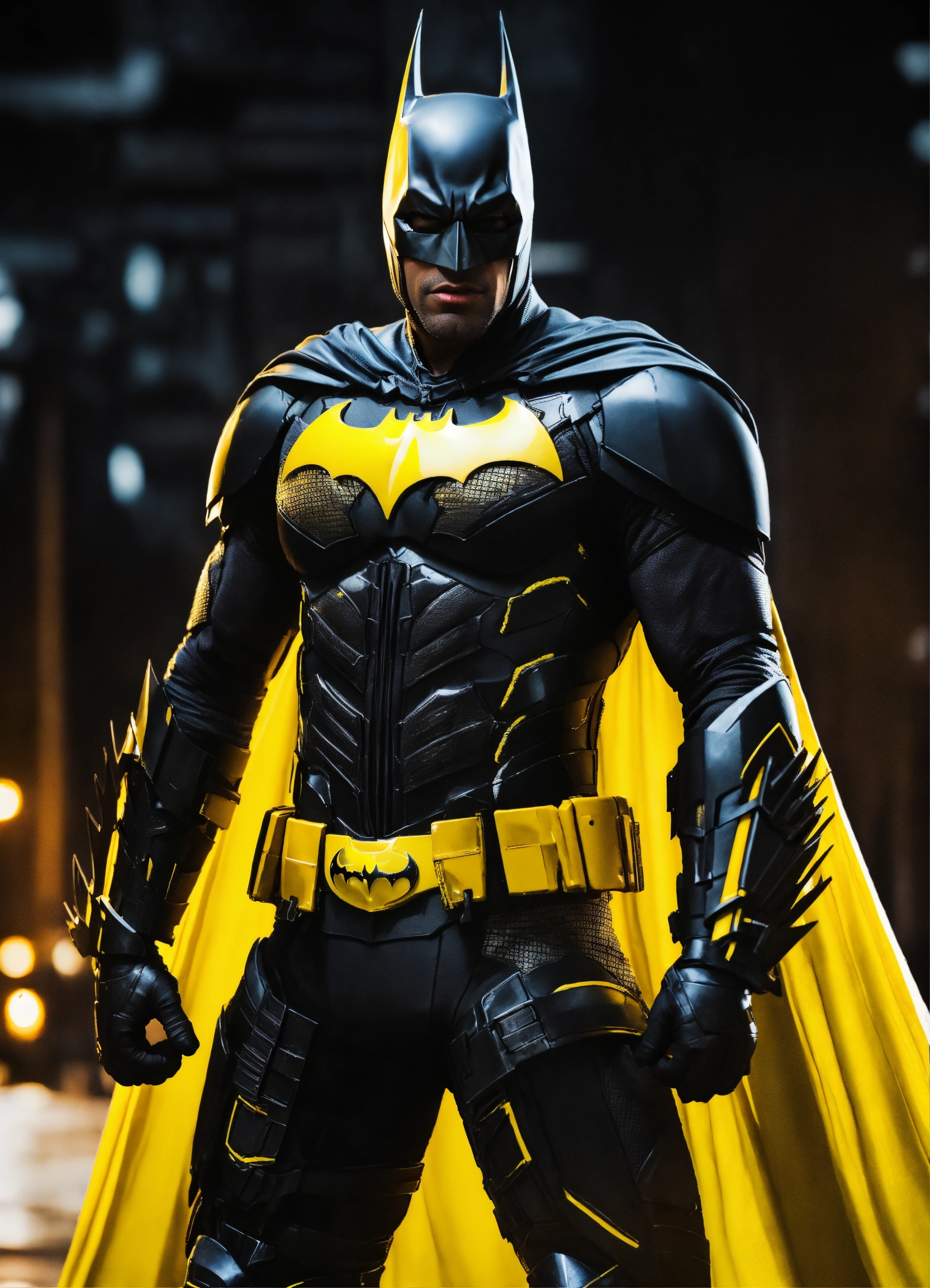 Lexica - Black man black and yellow batman armor 4k