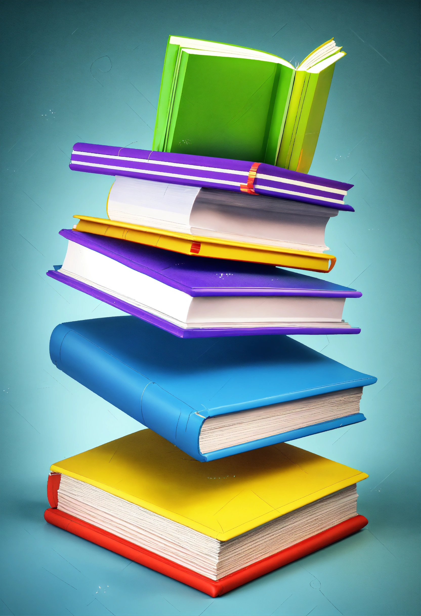 Lexica - 3 Colorful books flying in the air. Very colorful realistic 3D ...