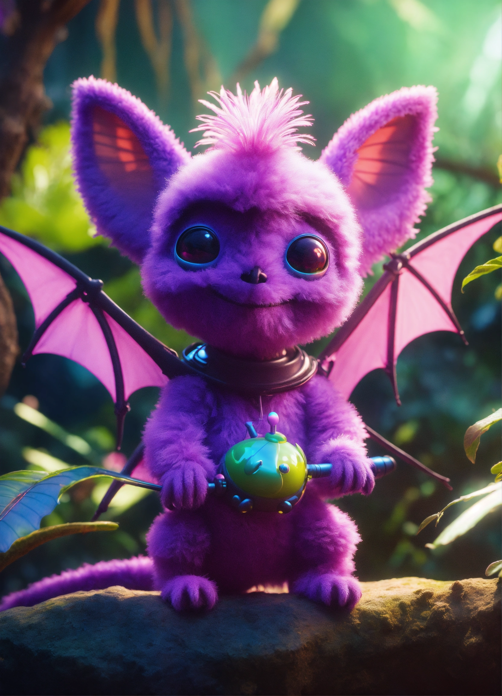 Lexica - Band of 3 cute fuzzy pink and purple alien fruitbat characters ...