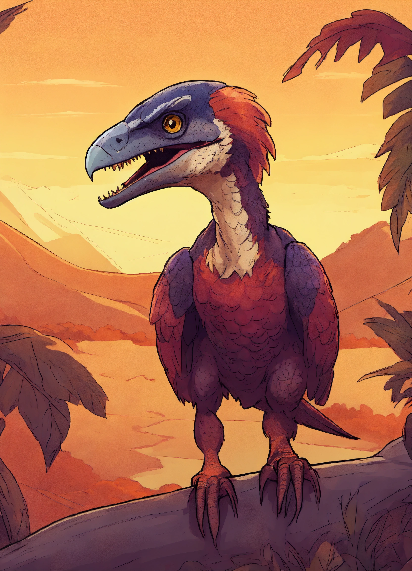 Lexica - A raptor, cartoon art