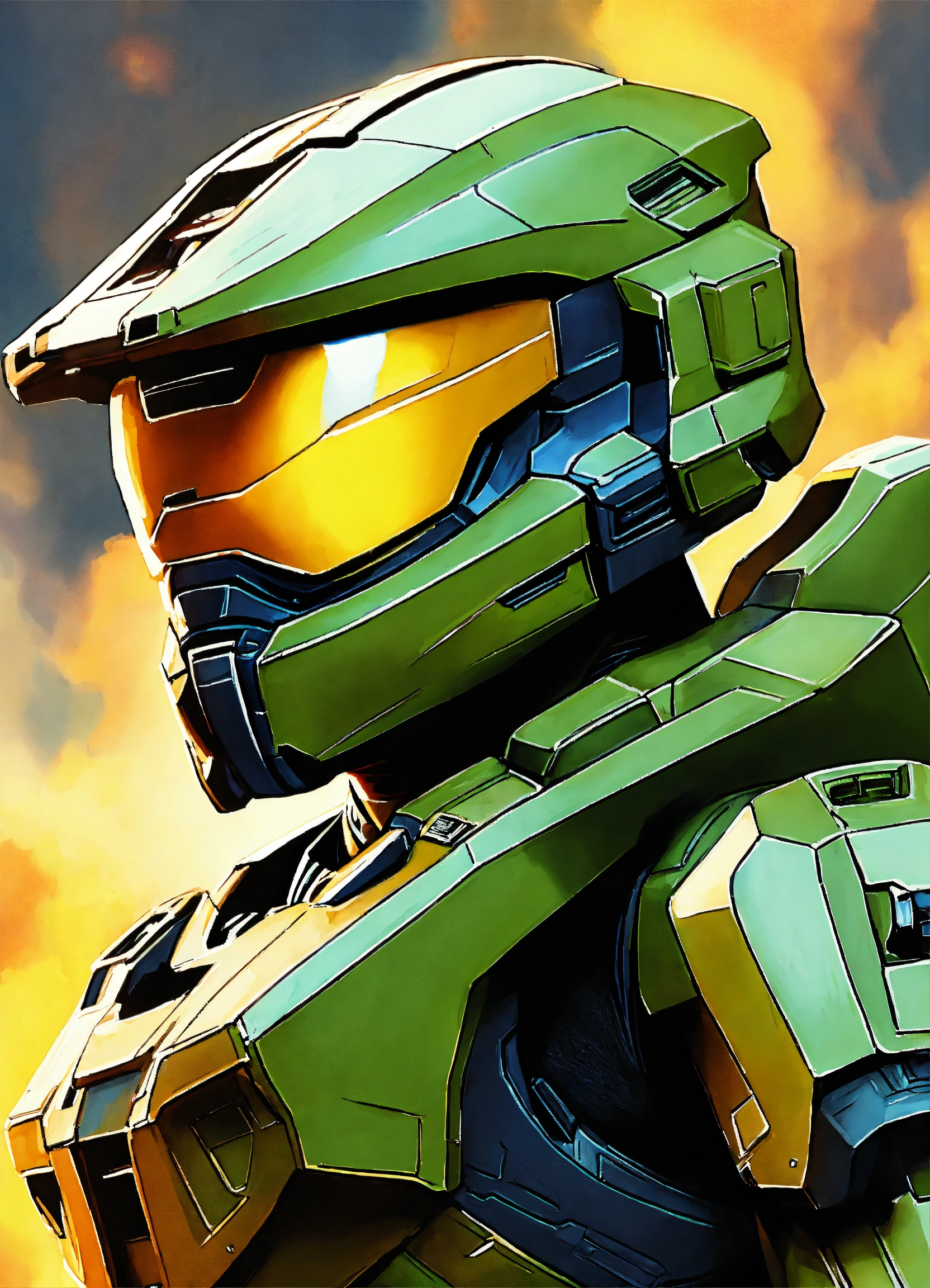 Lexica - Animated painting. Halo Master Chief.