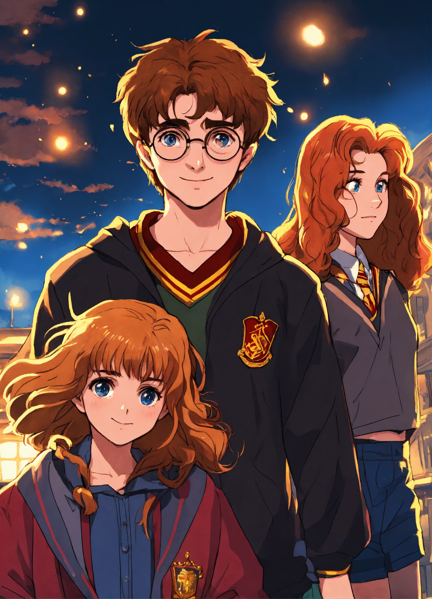 Lexica - Harry potter, hermione et ron dans le style 90's anime