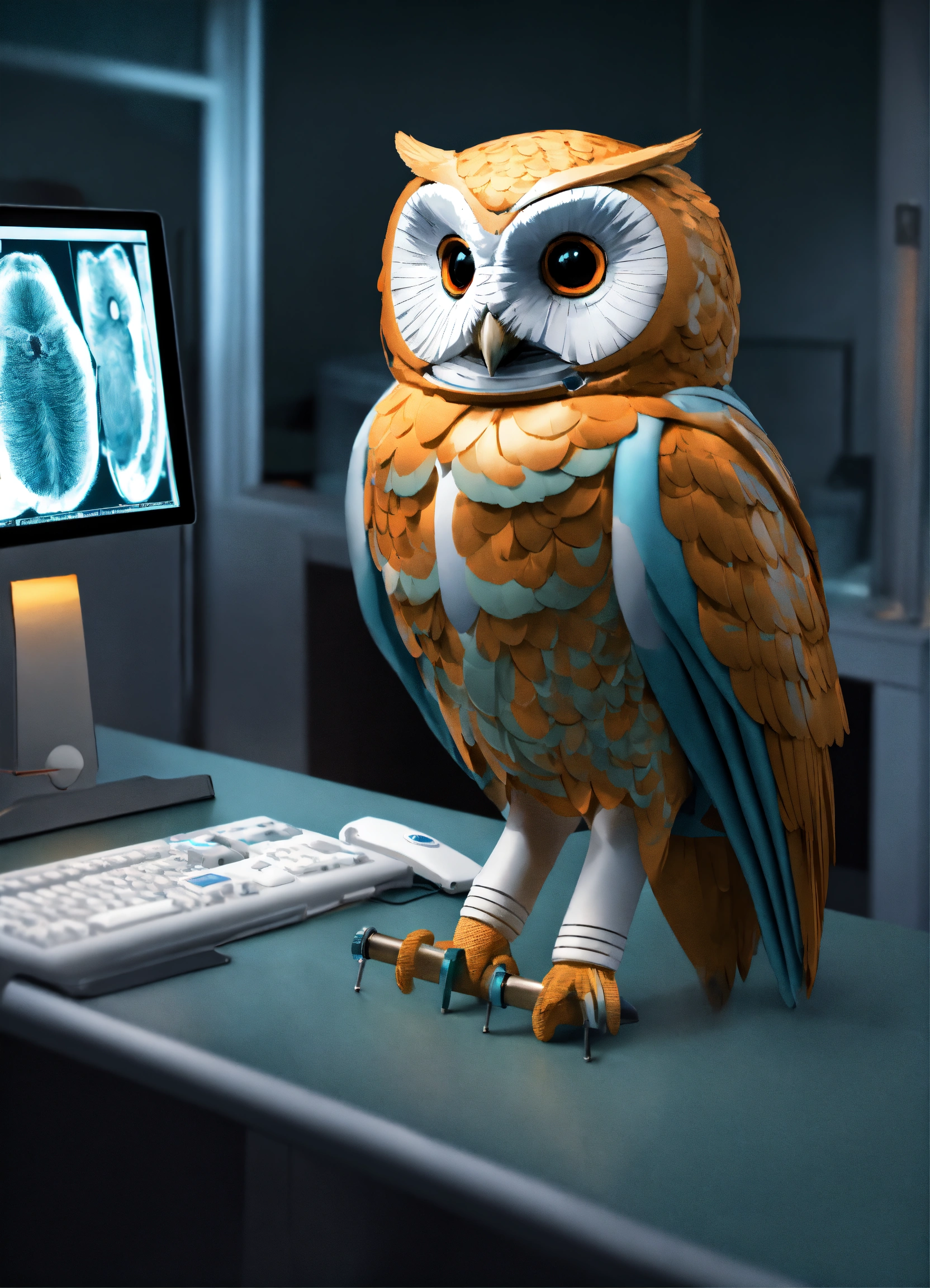 Lexica - A photorealistic owl working as a radiologist at a radiology ...