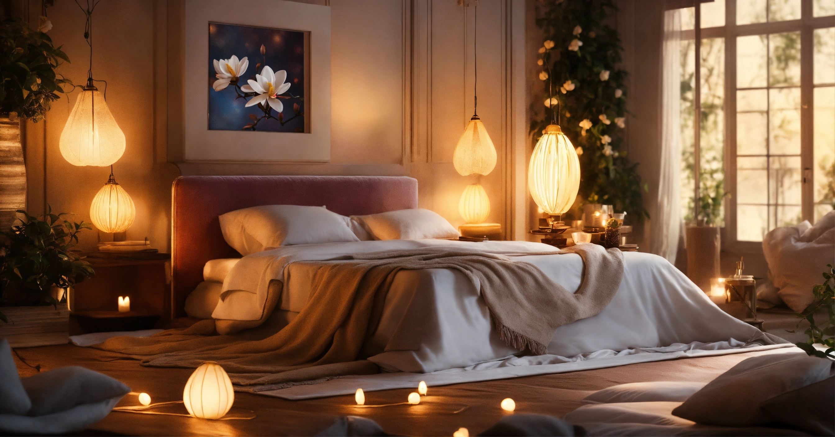 Lexica - Epic shot of ultra detailed and beautiful cozy bed, white ...