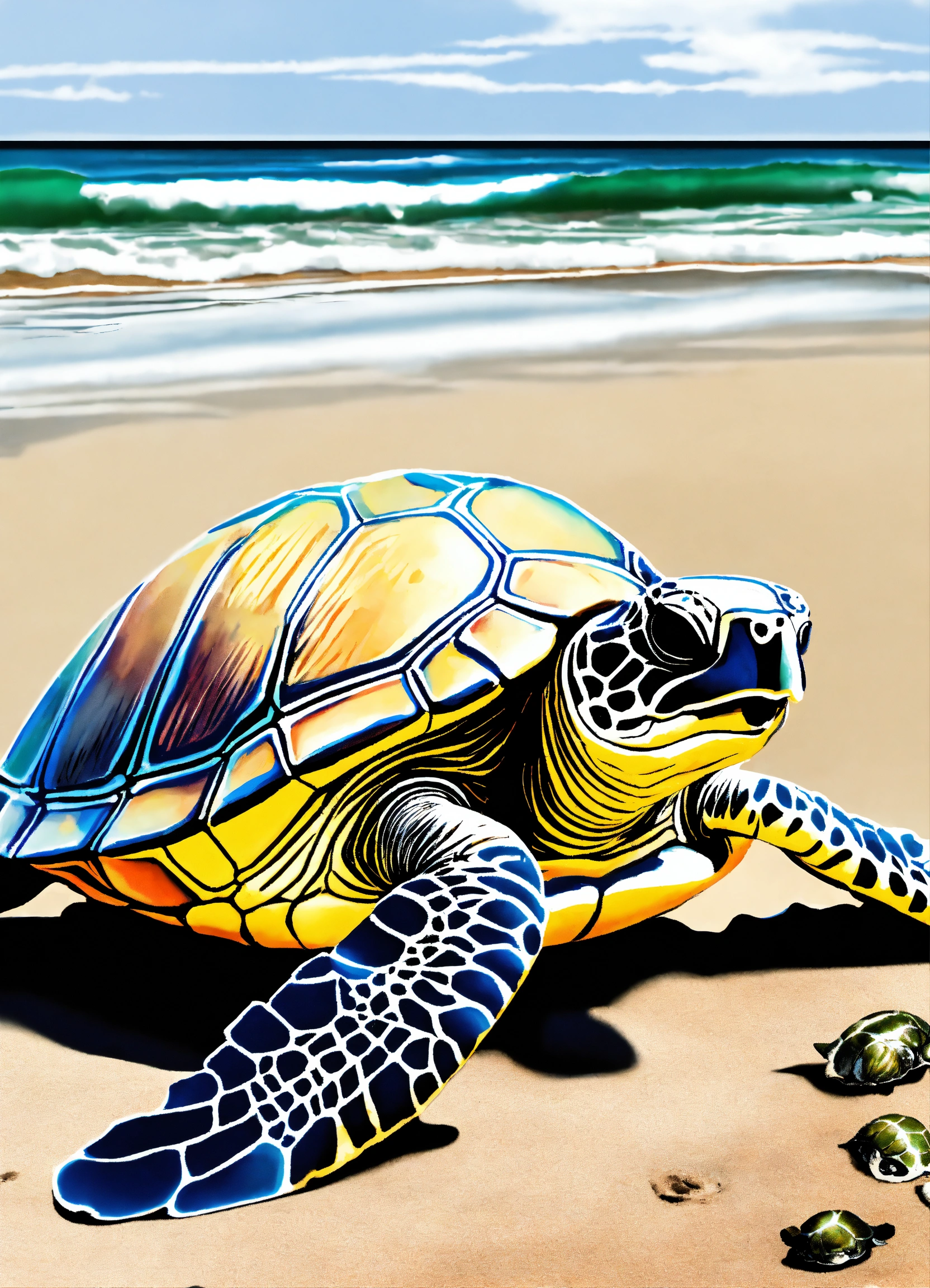 Lexica - Olive Ridley Sea Turtle on the beach, realistic art for a ...