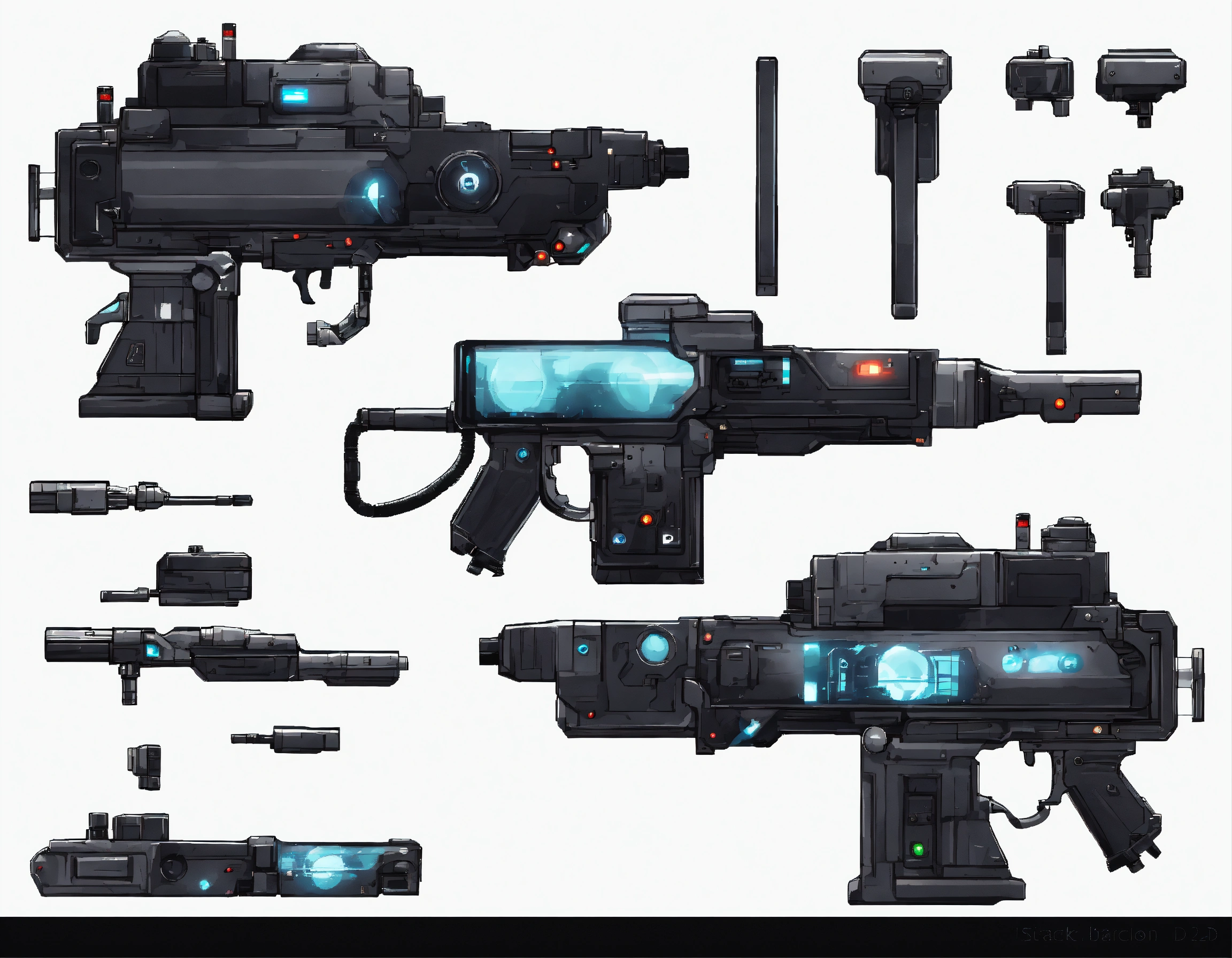 Lexica - A 2d blaster gun for a sci-fi platformer game, black and white ...