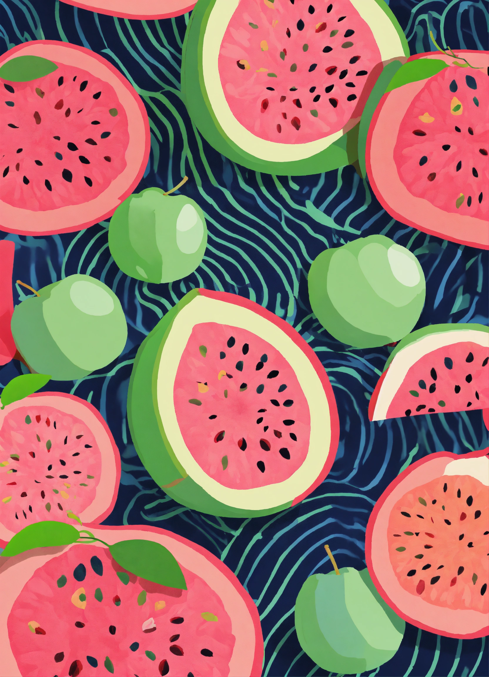 Lexica - The combinations of guava fruit image intertwined seamlessly ...