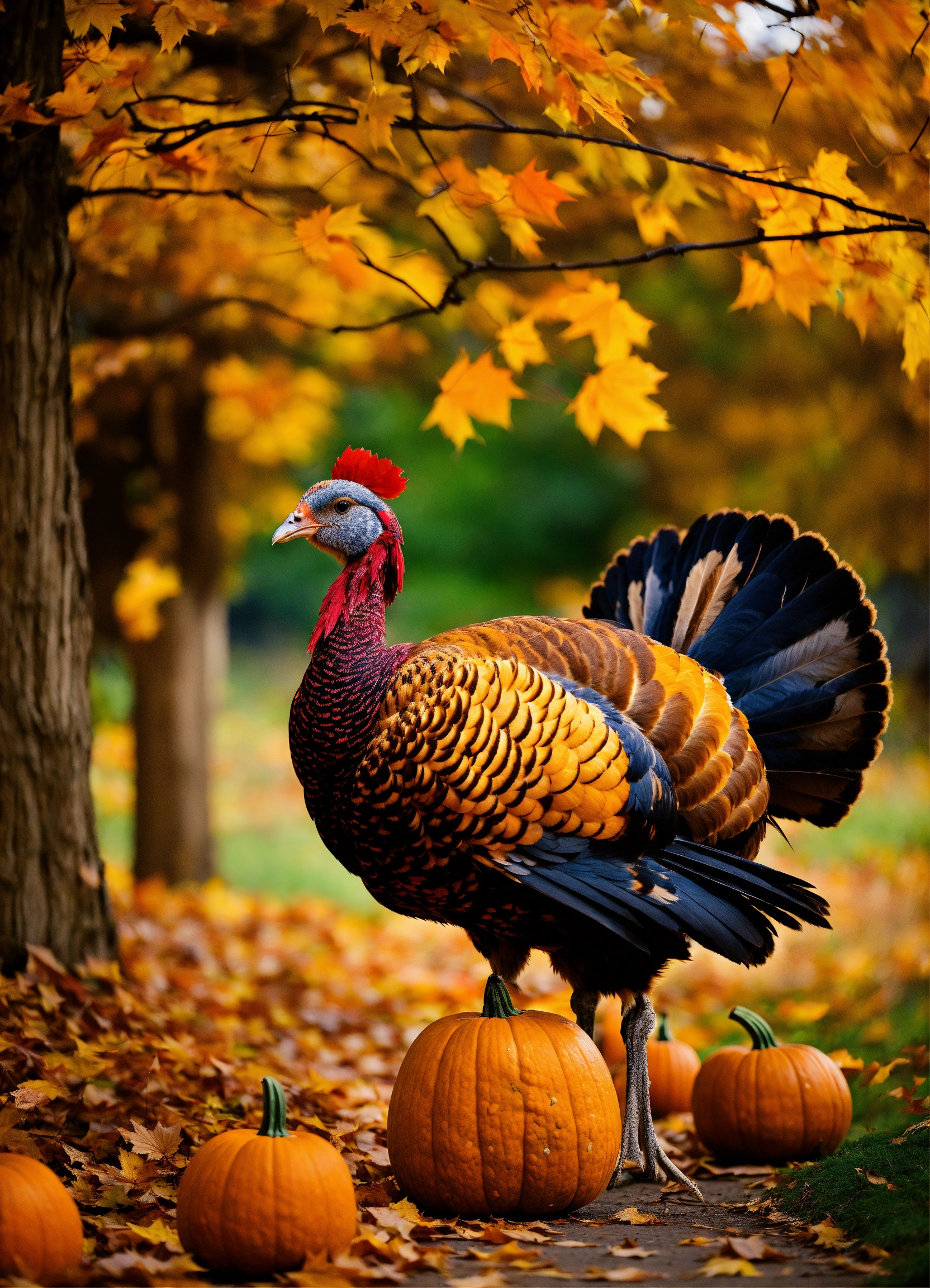 Lexica - Vibrant images of turkeys, pumpkins, fall leaves