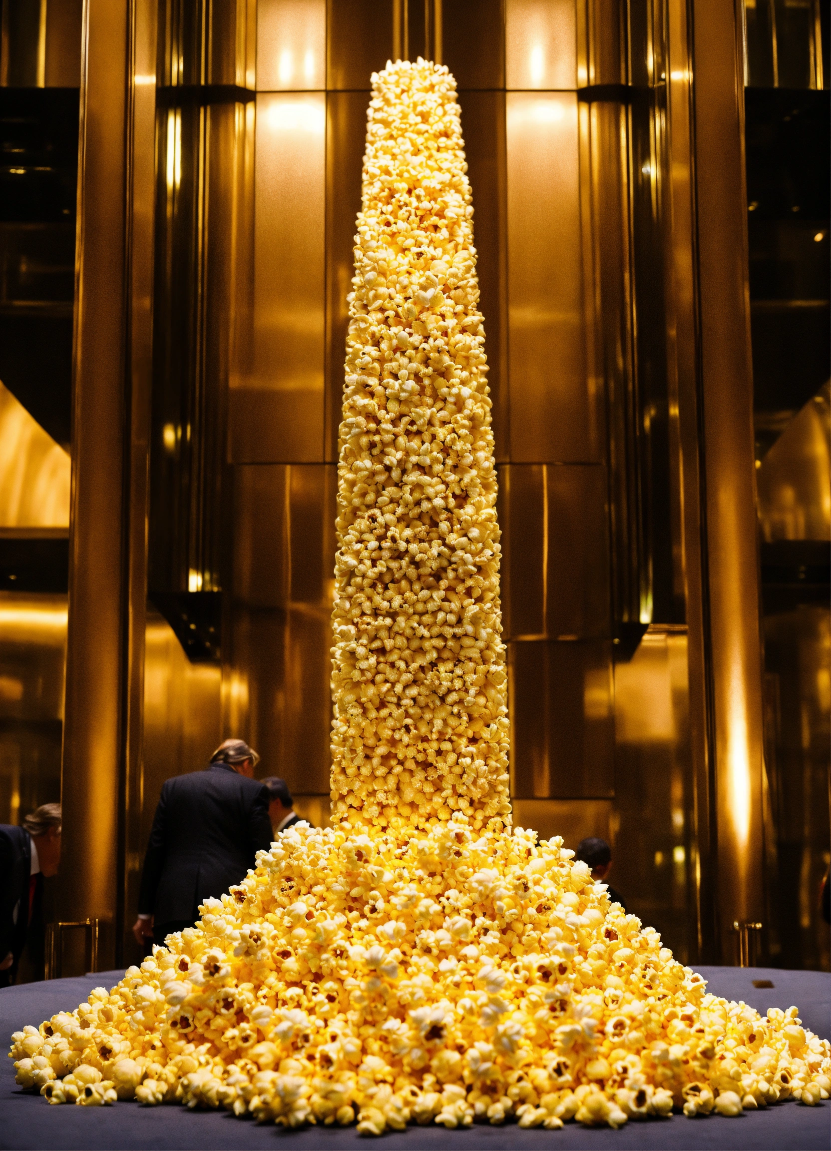 Lexica - Trump tower bursting at the seams with popcorn