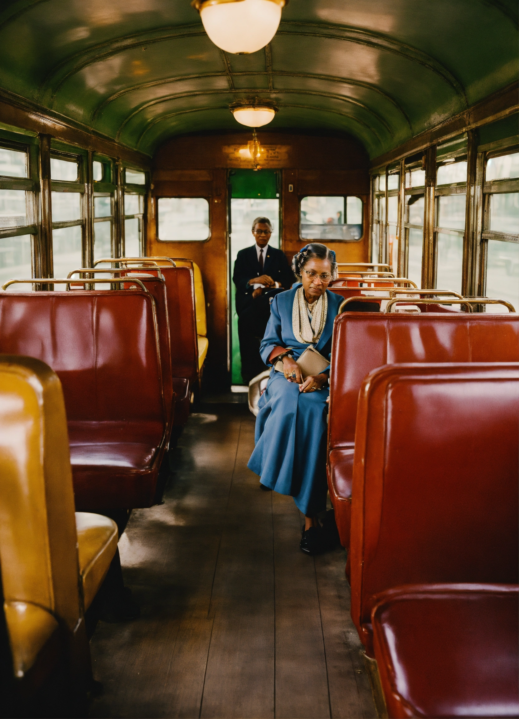 Lexica - Rosa parks sitting in a old bus with a lot of white peoples in ...