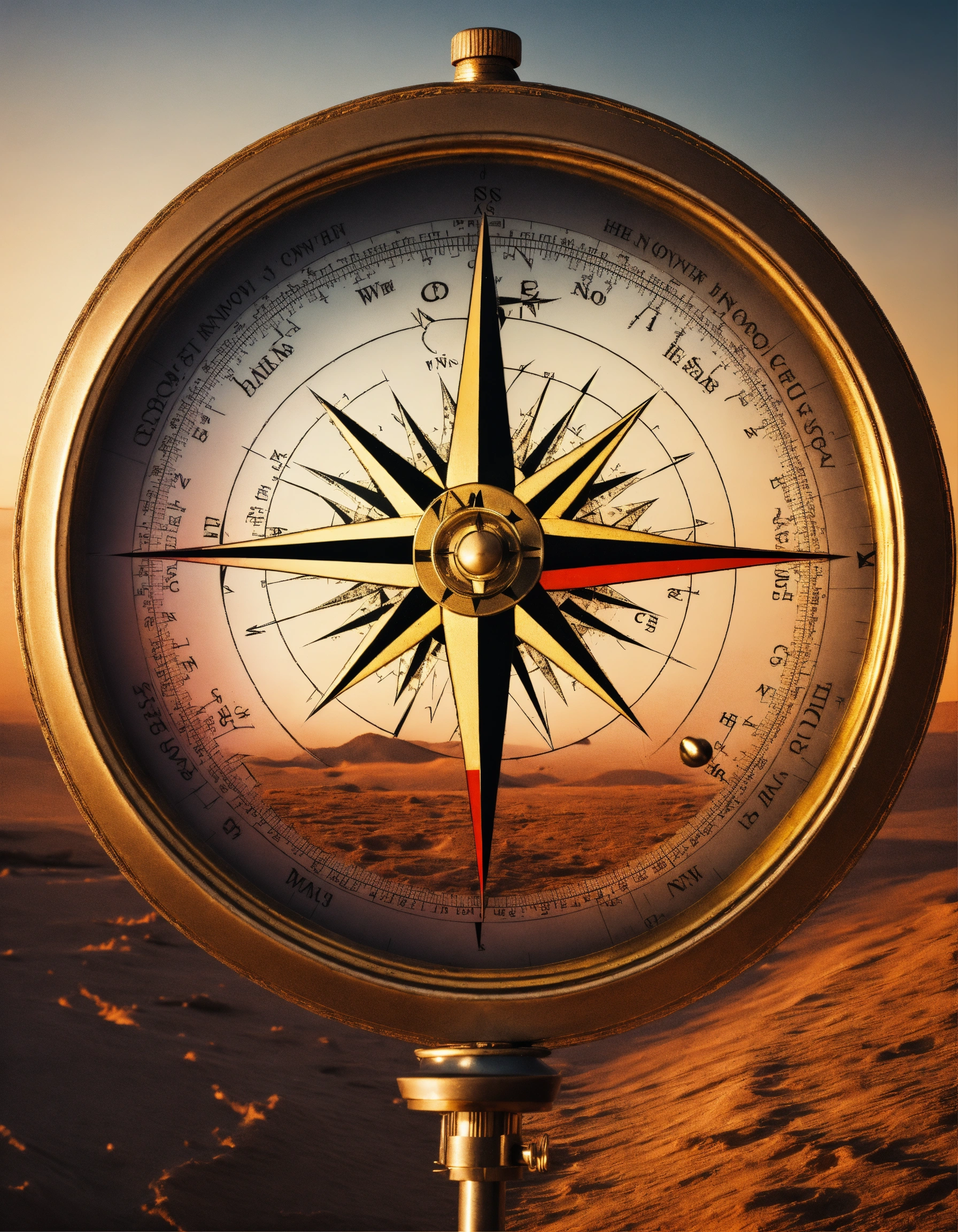 Lexica - A compass pointing towards a distant horizon