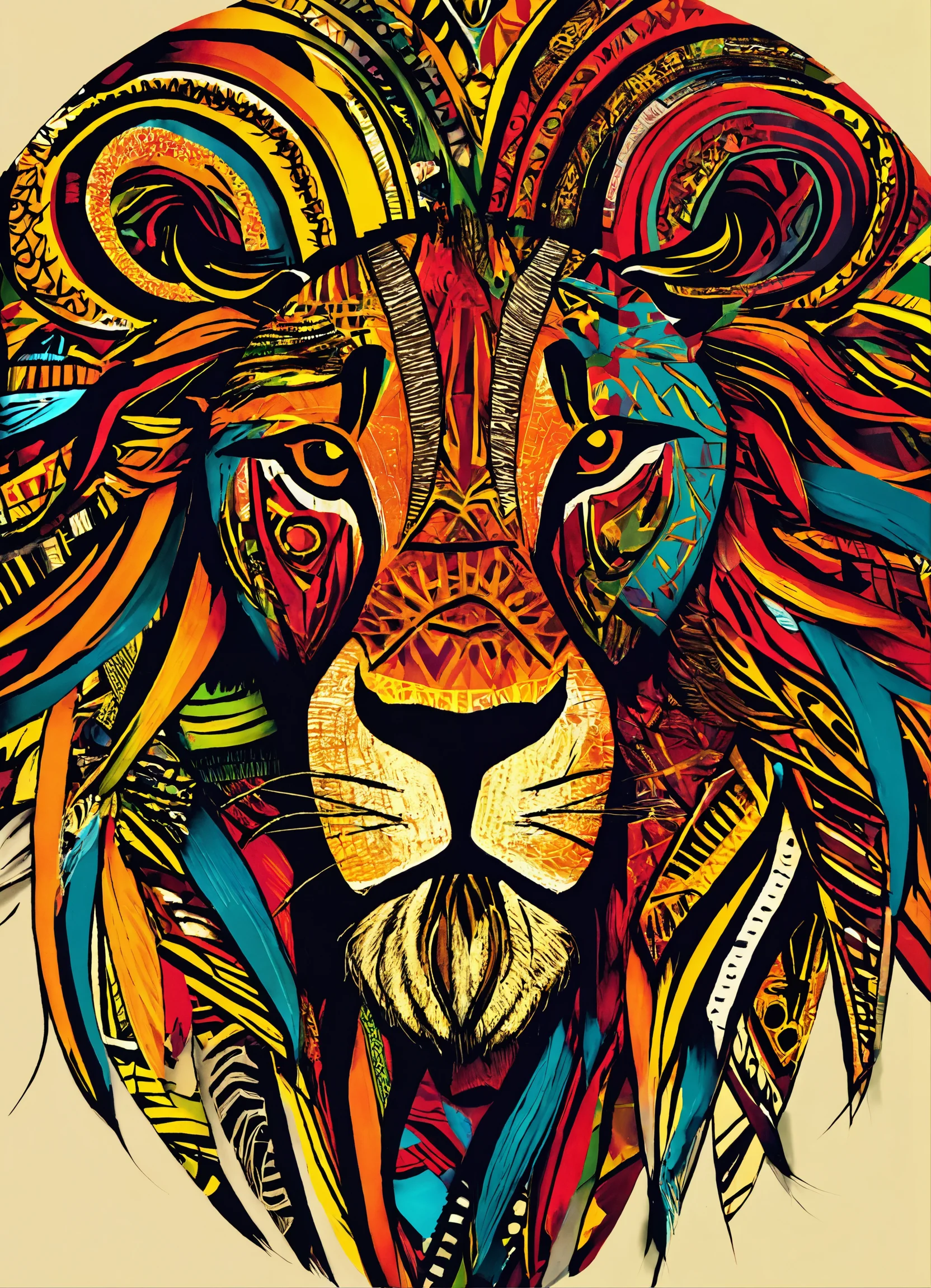 Lexica - Tribal King Create an abstract image of a lion. Put it within ...