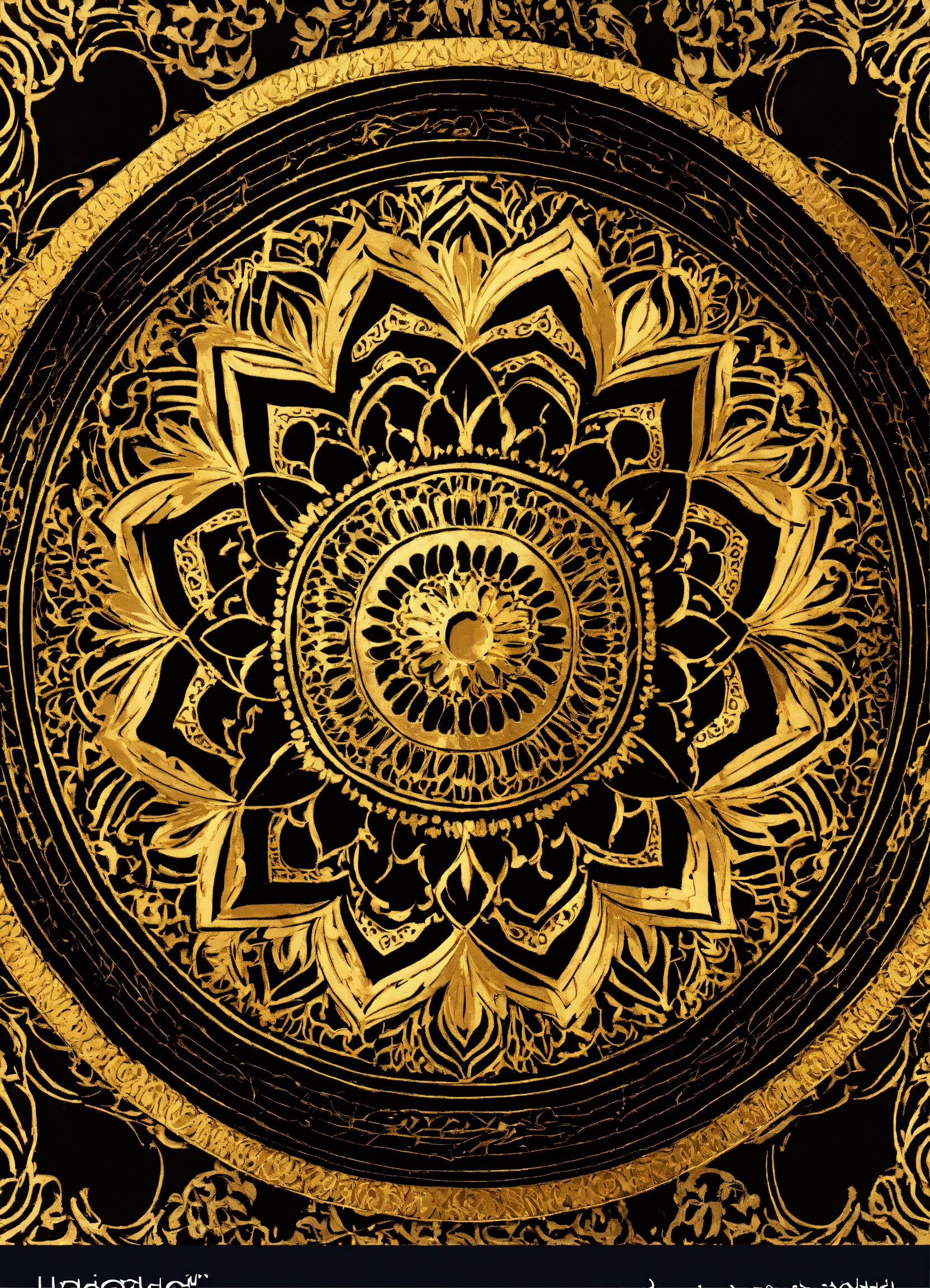 Lexica - Golden and black Mandala Art Background With Border Invitation ...