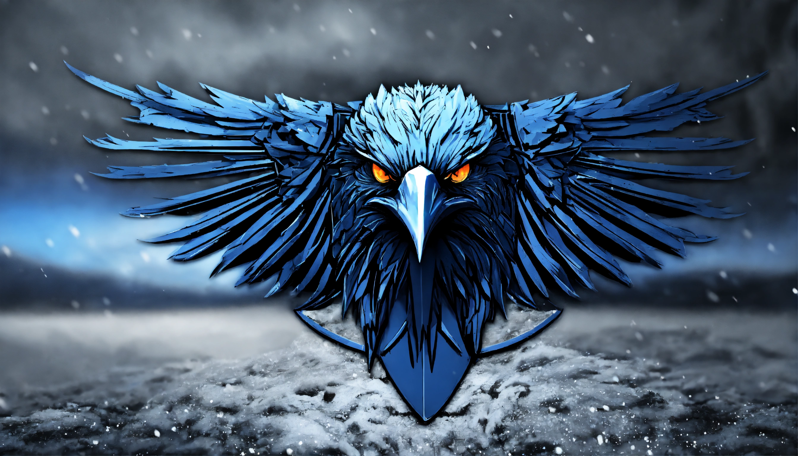 Lexica - Angry, raven face logo, snow style, metal, black and blue ...