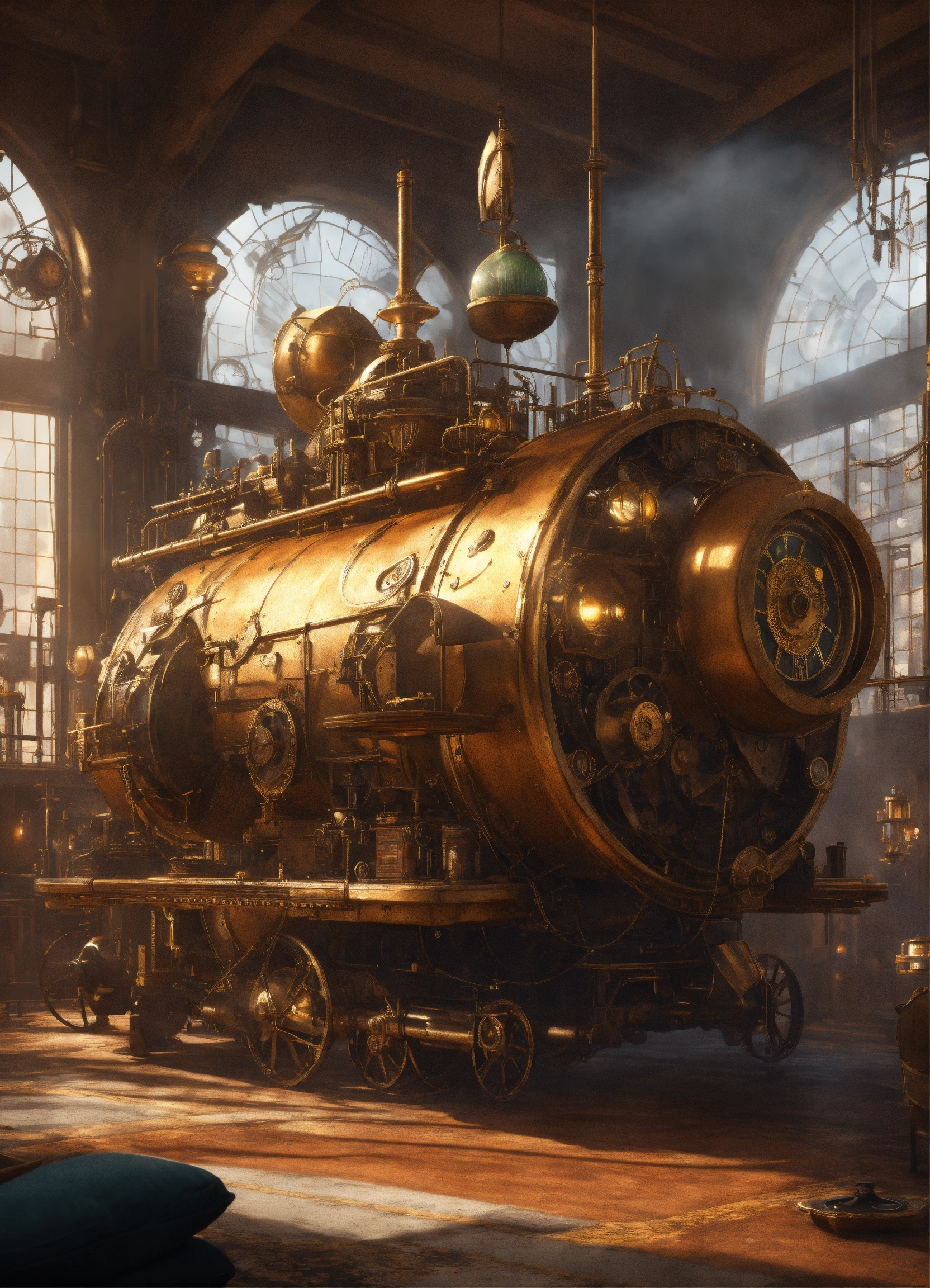 Lexica - Epic steam punk time machine, big room, trending on artstation