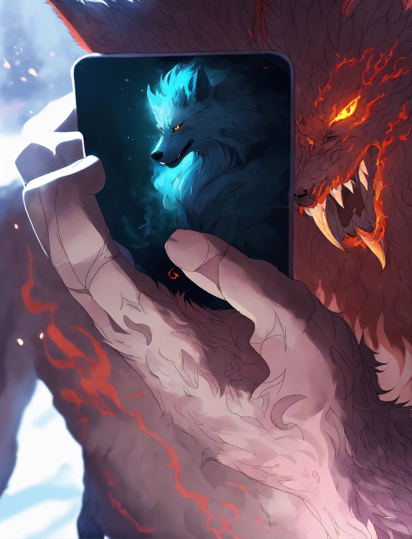 Lexica - A grotesque and demonic wolf, its fur matted and twisted, its ...