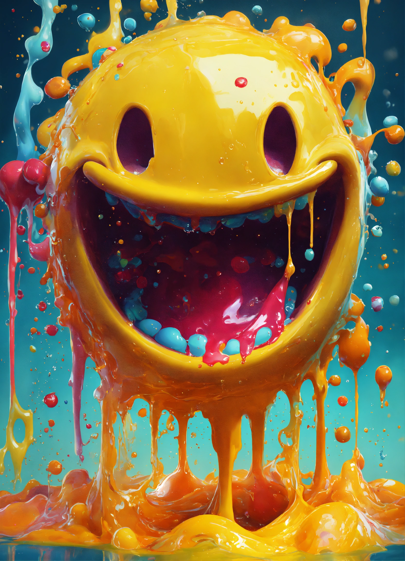 Lexica - Splash art, a quirky liquid portrait of a smiley, splash style ...