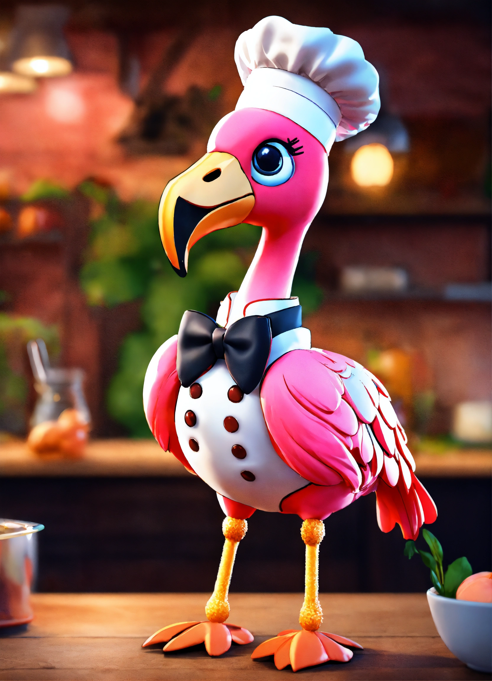 Lexica - A cute flamingo wearing a chef uniform, unreal engine render 8k