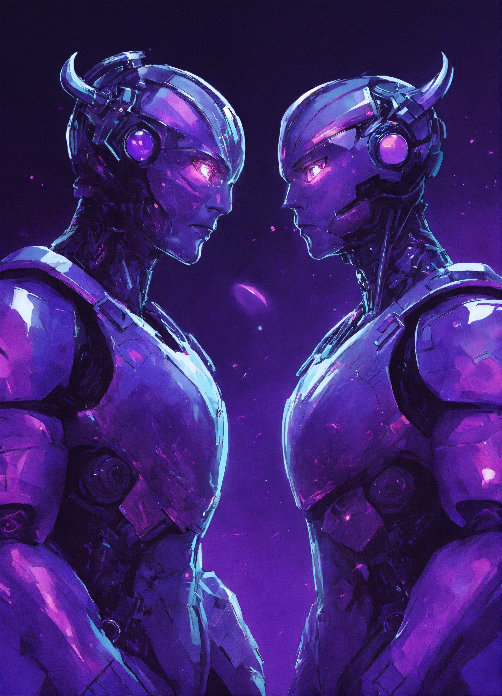 Lexica - Illustration of two cyber creatures looking at each other with ...