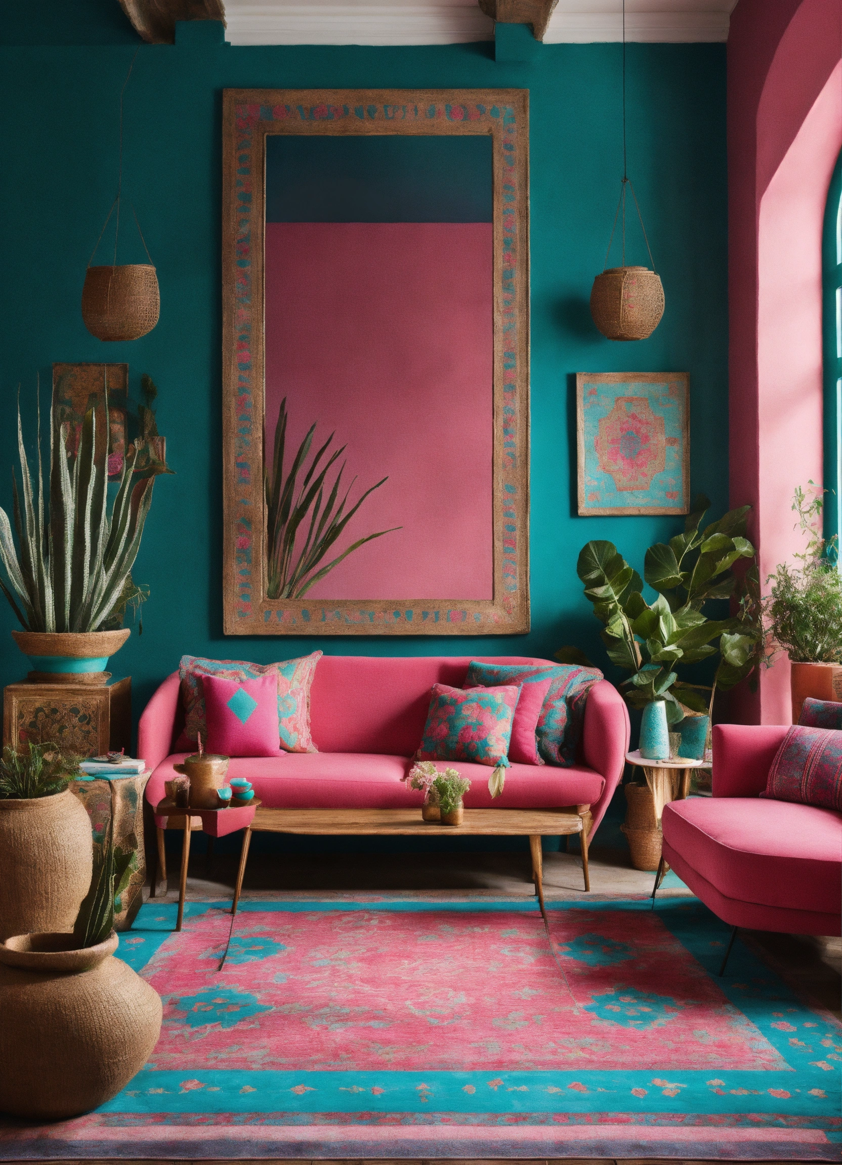 Lexica - Create some mexican style interior design with turquise and ...