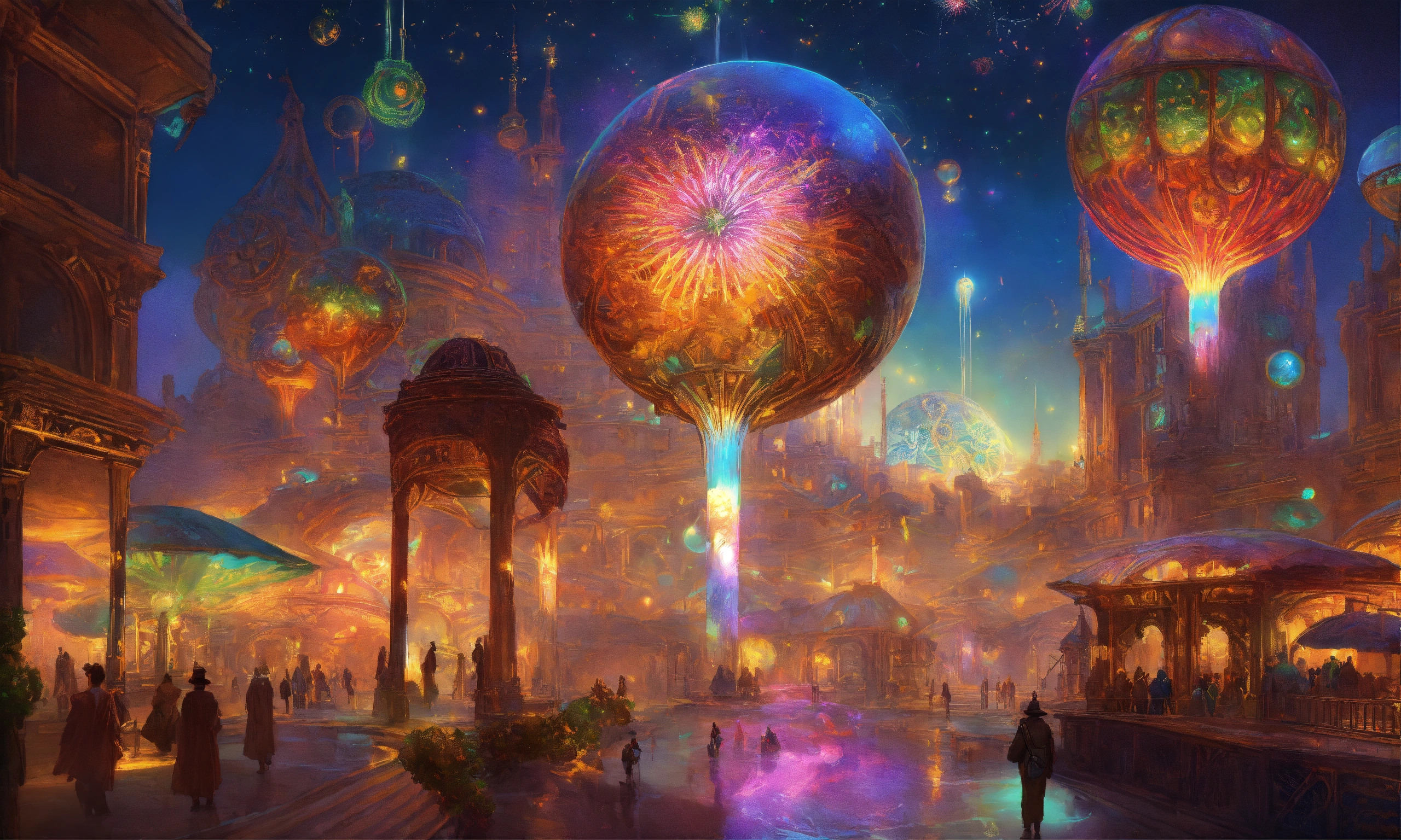 Lexica - Landscape city of angels((organic gears and bright, colorful ...