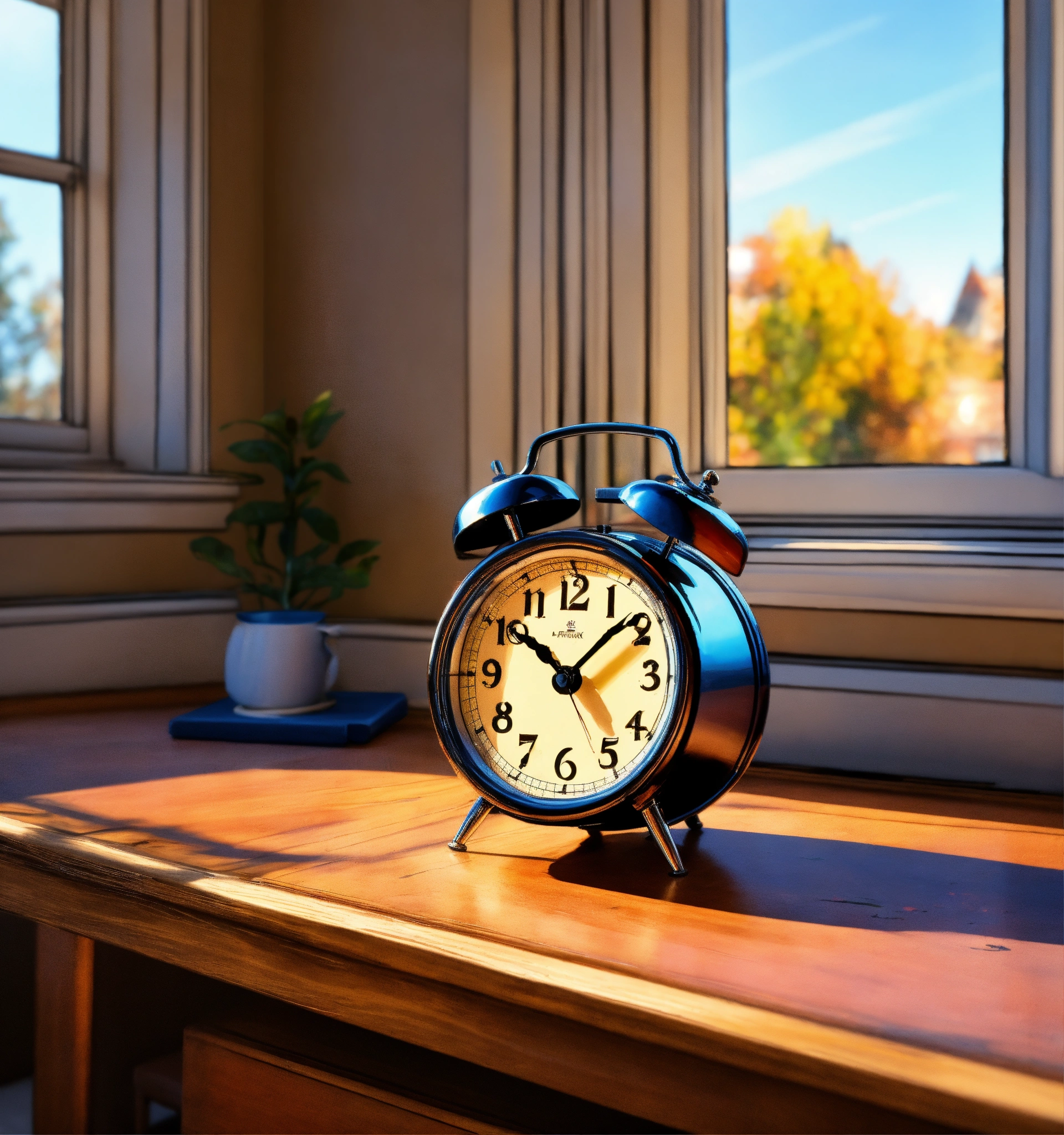 Lexica A hand drawn painting of an old school alarm clock kept on the