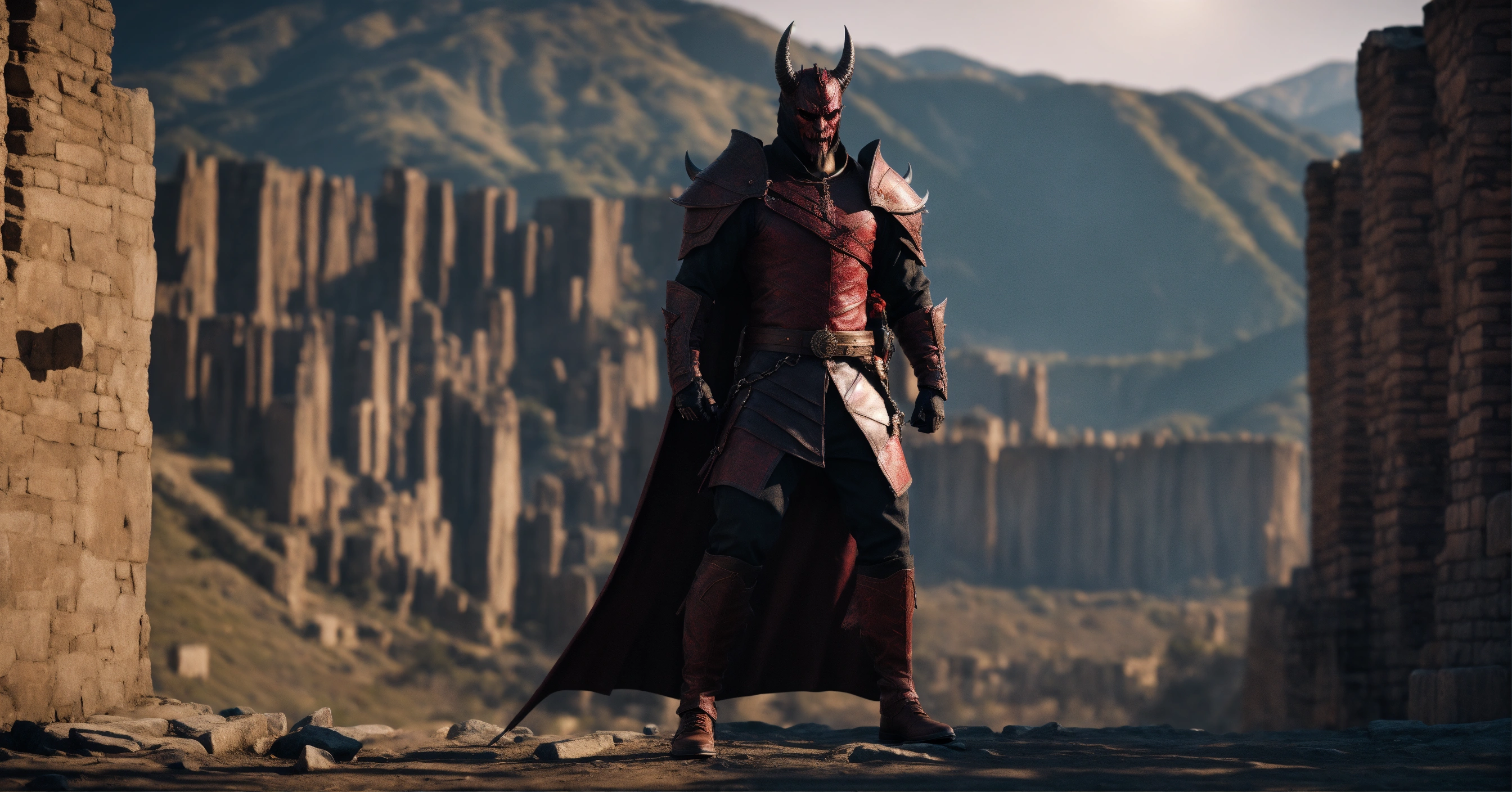 Lexica - Full Body Shot, A sinister devil, commanding stance, palisade ...
