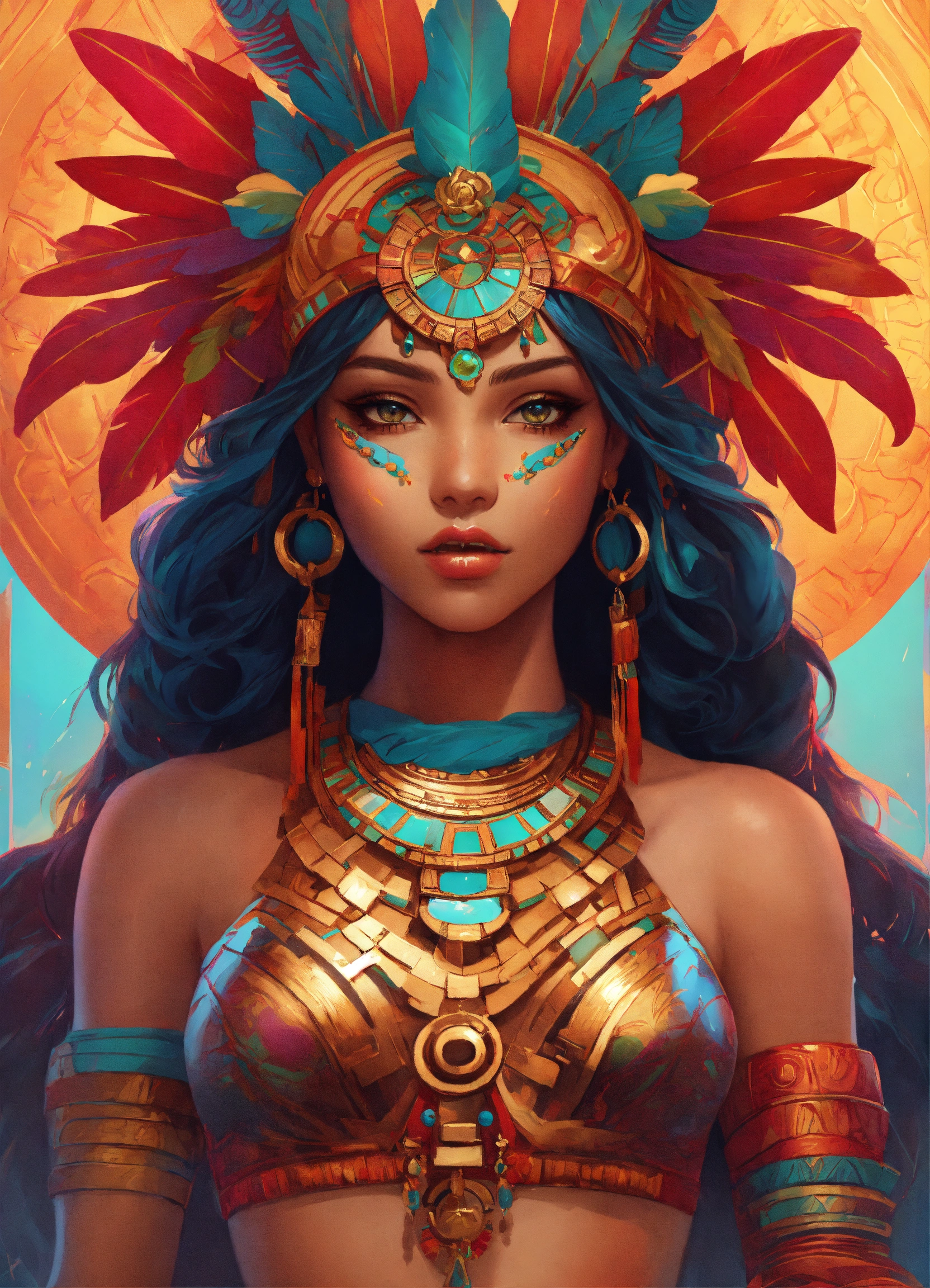 Lexica - Portrait of goddess Chalchiuhtlicue, Aztec, legs, intricate ...