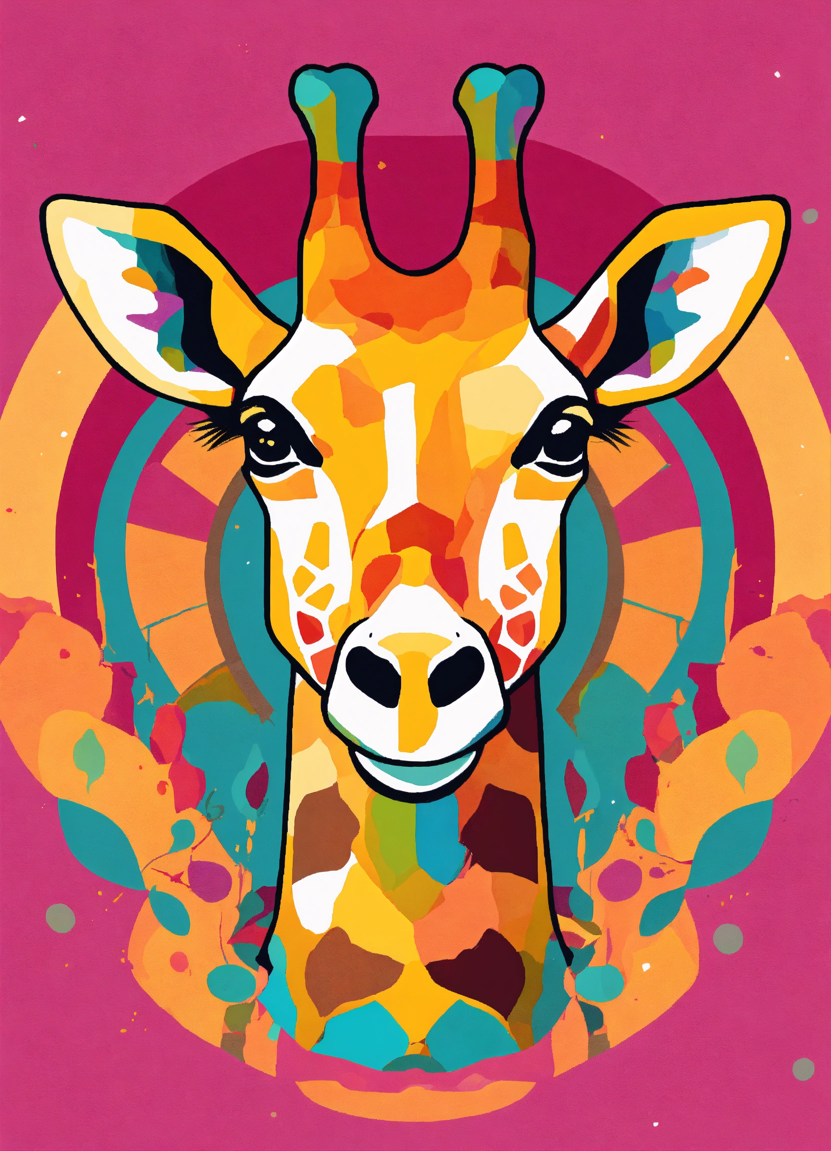 Lexica - In illustration, Can you make the painted giraffe logo with ...