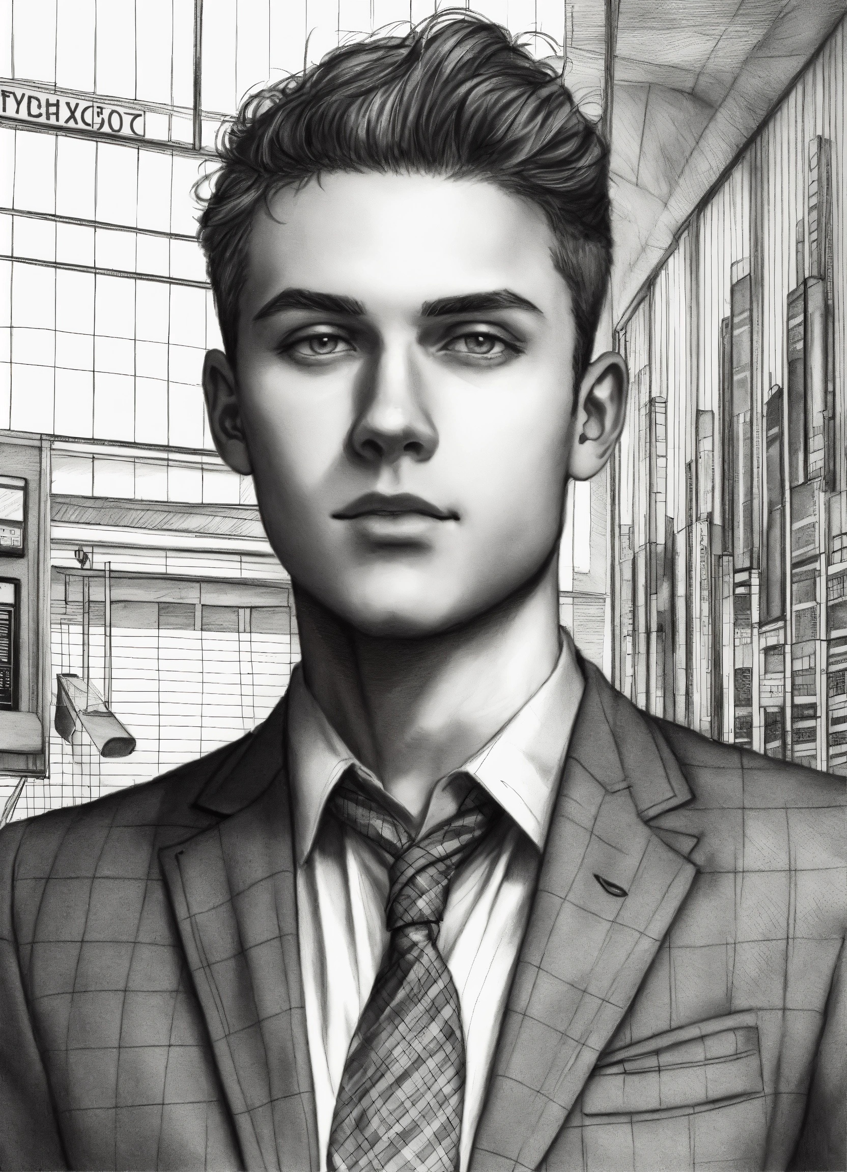 Lexica Pencil drawing of a strapping young man who is exceptionally