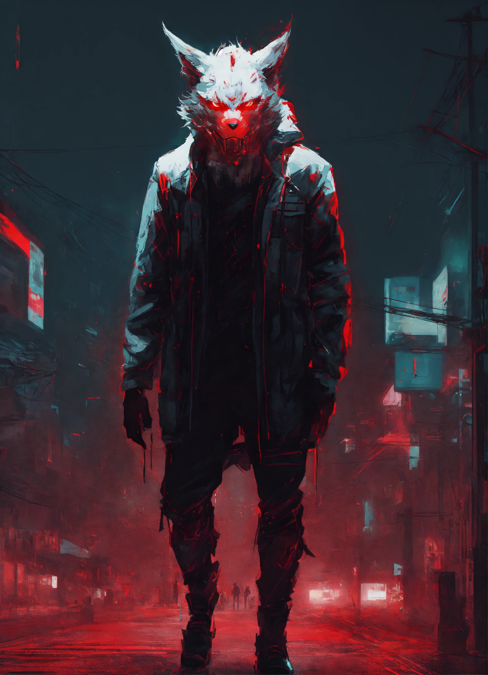 Lexica - Dark Illustration of a skinwalker, style of glitch art ...