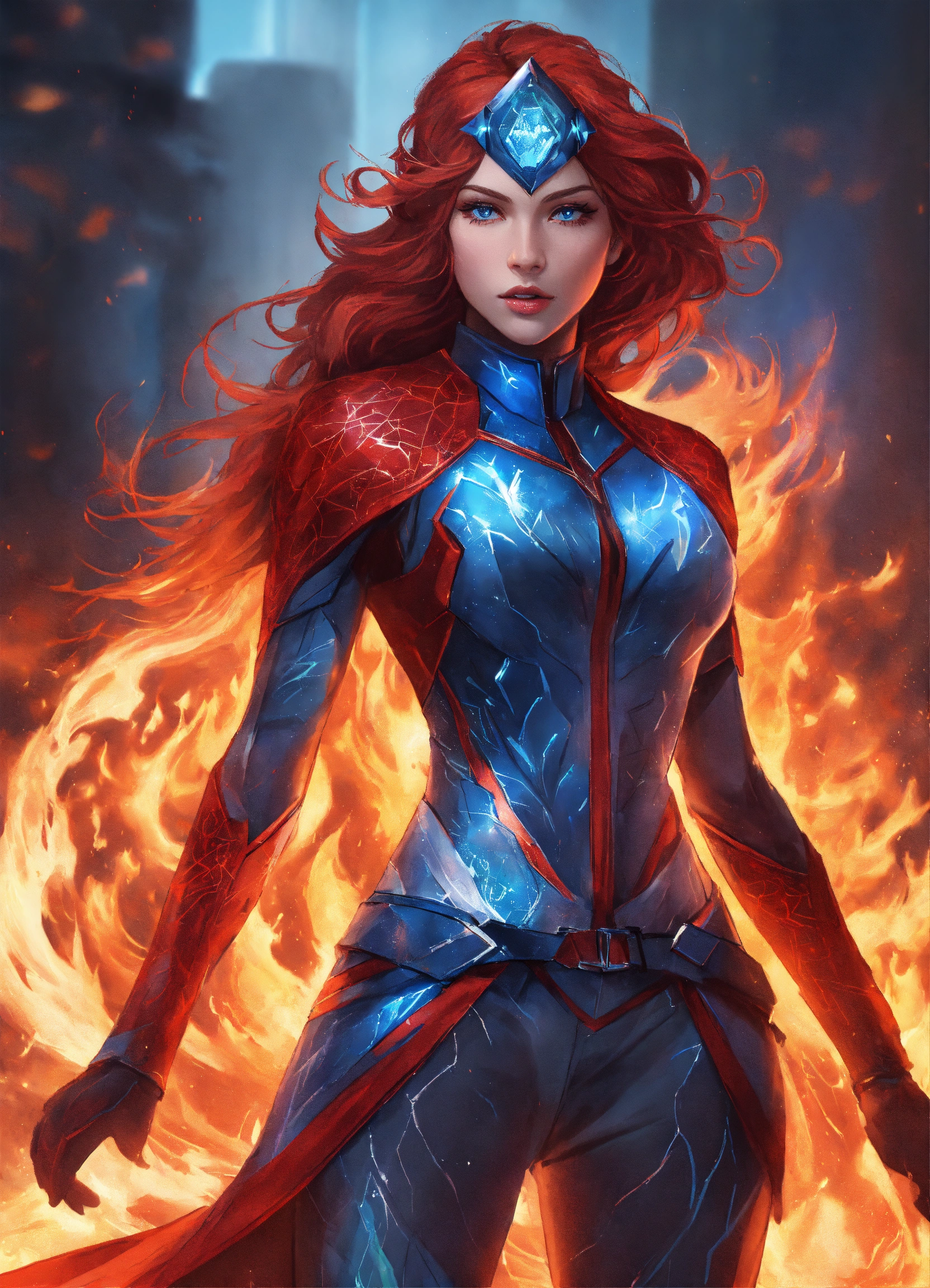 Lexica - Realistic style illustration, ink, Frostfire's costume ...