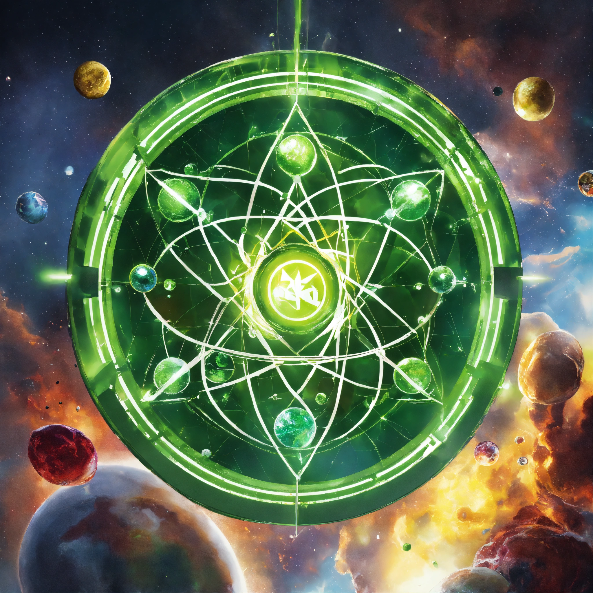 Lexica - Marvel card game green science circle logo spinning atom white ...