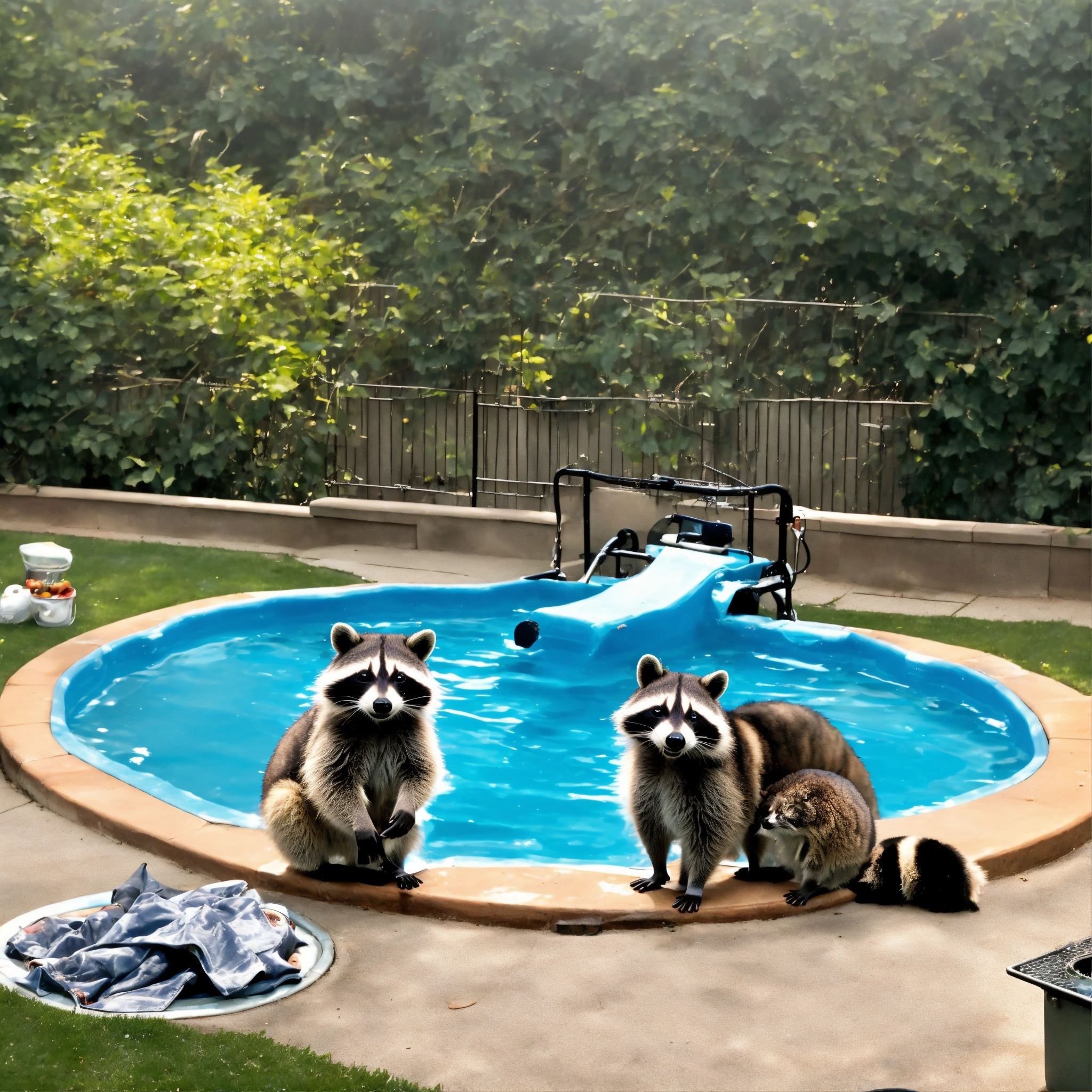 Lexica - A raccoon family celebrating Labor Day in their backyard that ...
