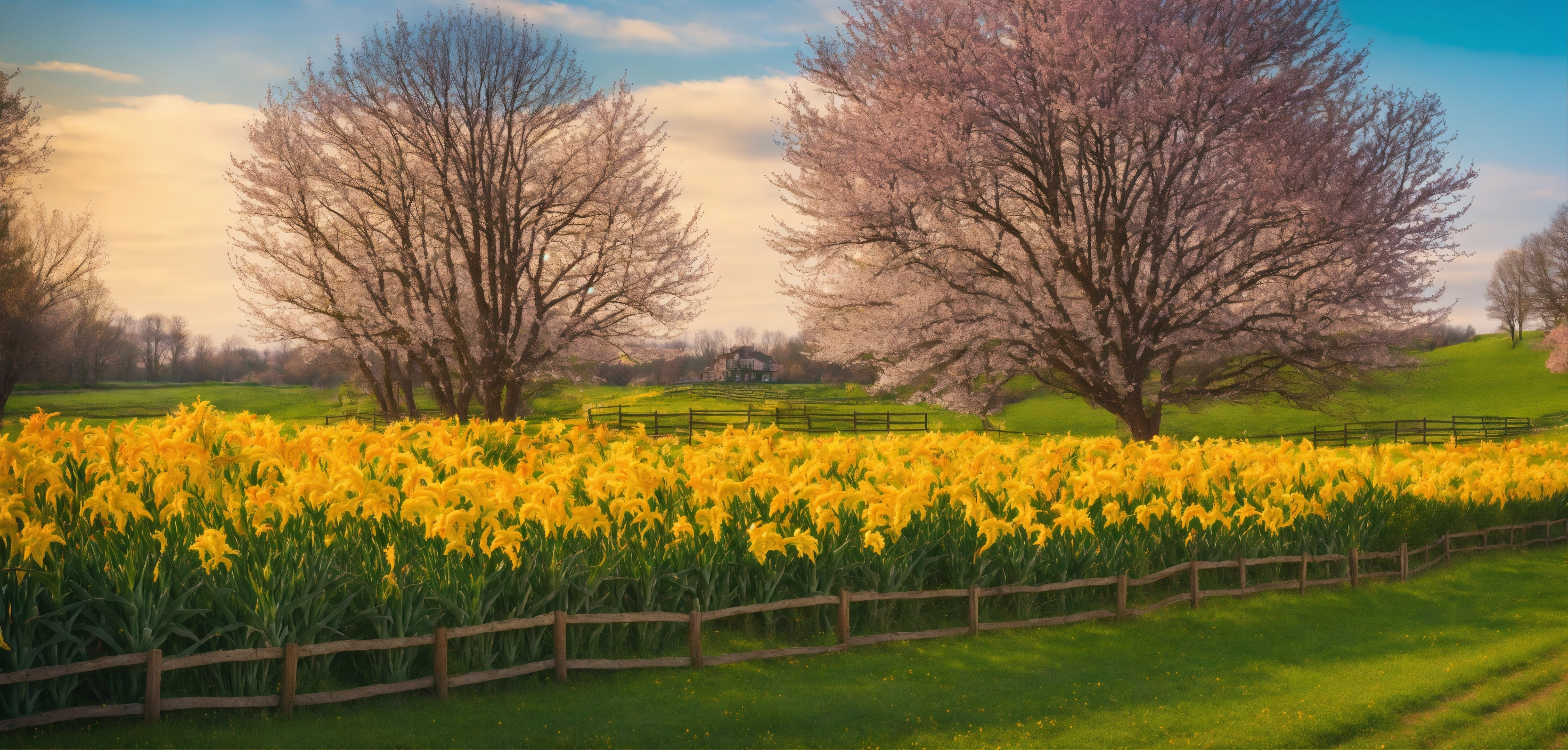 Lexica - A serene and majestic spring landscape of a large field full ...