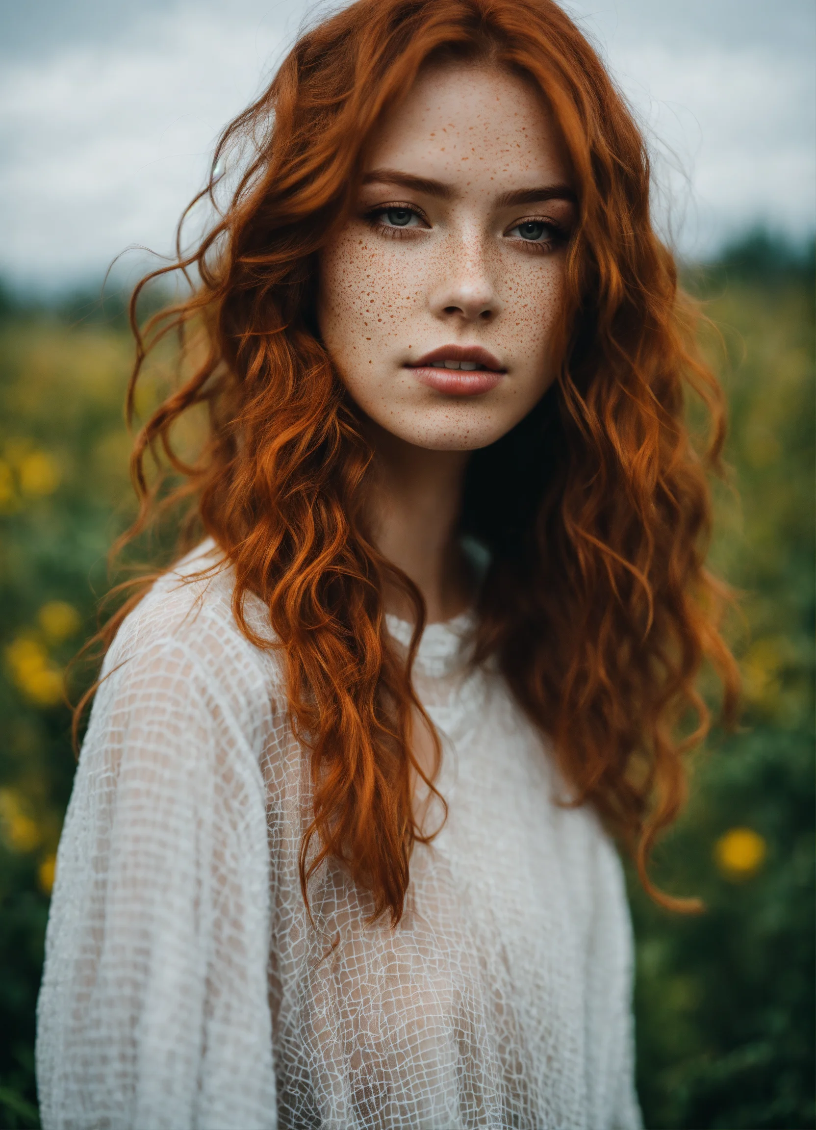 Lexica Incredibly Beautiful Ginger Haired Woman With Freckles Wavy