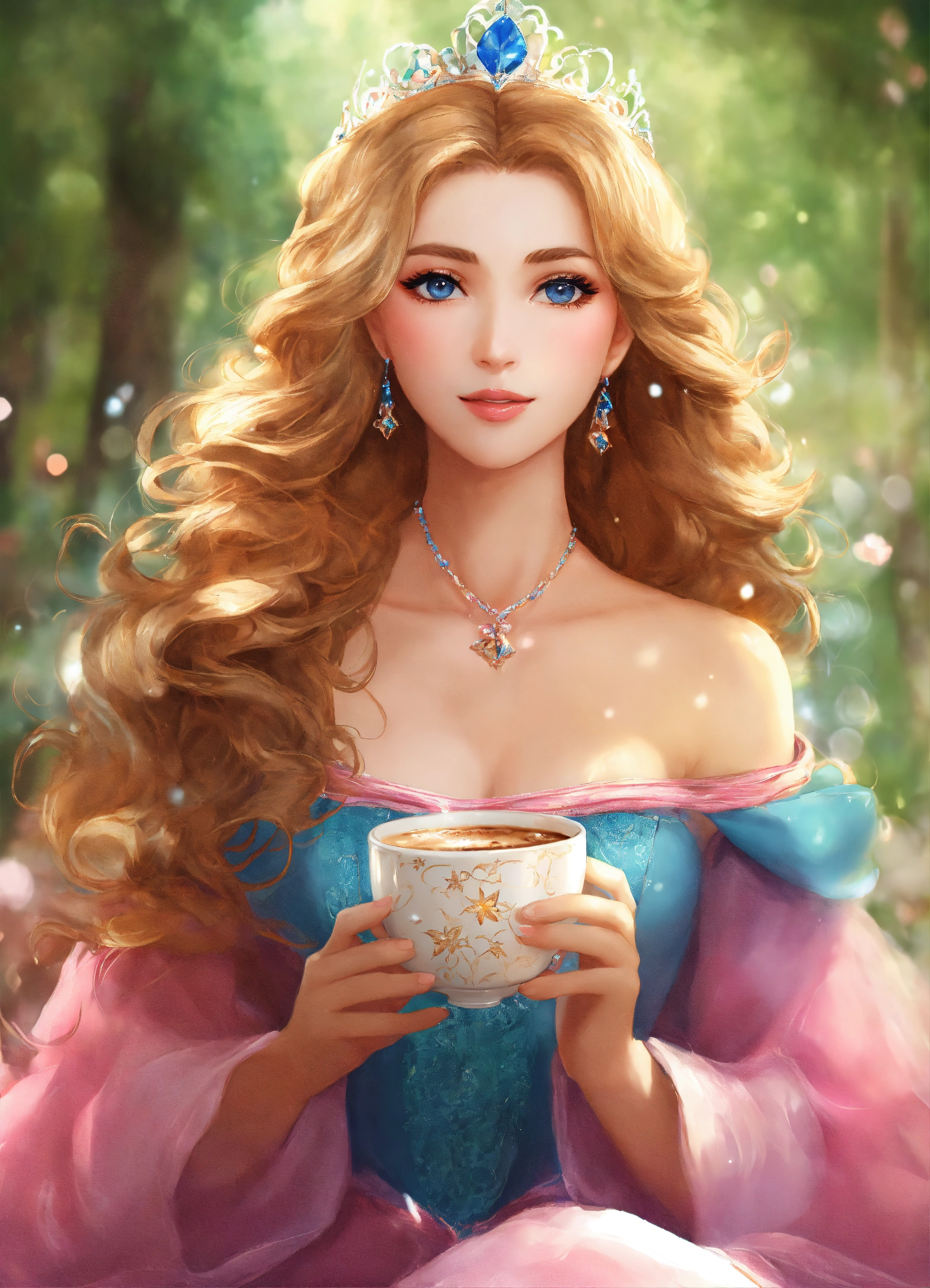 Lexica - Princess drinking cooffee